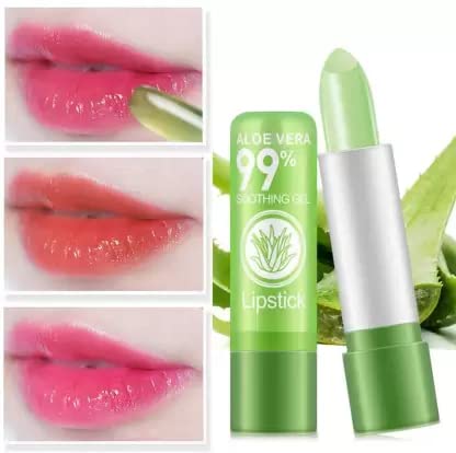 Natural Moisturizing Aloe Vera Lip Balm - Color Changing to Pink, Long-Lasting Hydration for Dry Lips | Perfect for Daily Use, Makeup Routine & Gift Giving