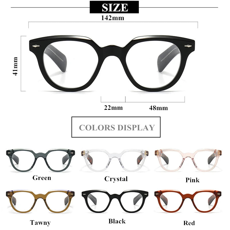 Black Unisex Full Rim Irregular Oval Acetate Eyeglasses 2241 - Stylish & Lightweight Glasses for Men & Women - Perfect for Reading, Working & Fashion Accessories