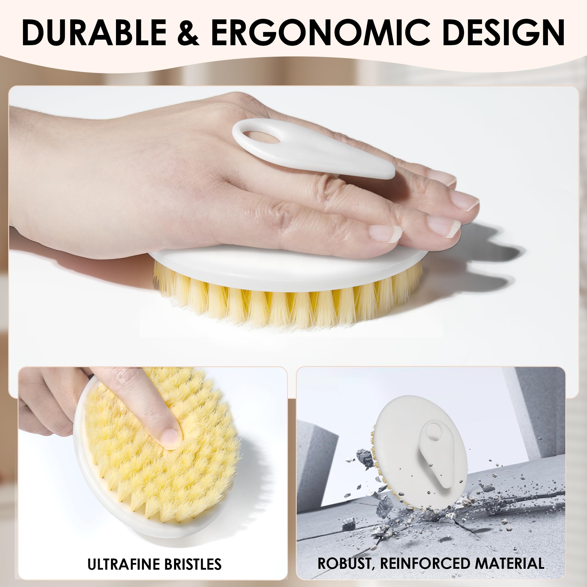 INNERNEED Exfoliating Shower Brush with PP Bristles - Pack of 4 for Deep Cleansing, Cellulite Massage & Lymphatic Drainage | Improve Blood Circulation & Skin Texture | Perfect for Spa, Home Use & Self-Care Routine