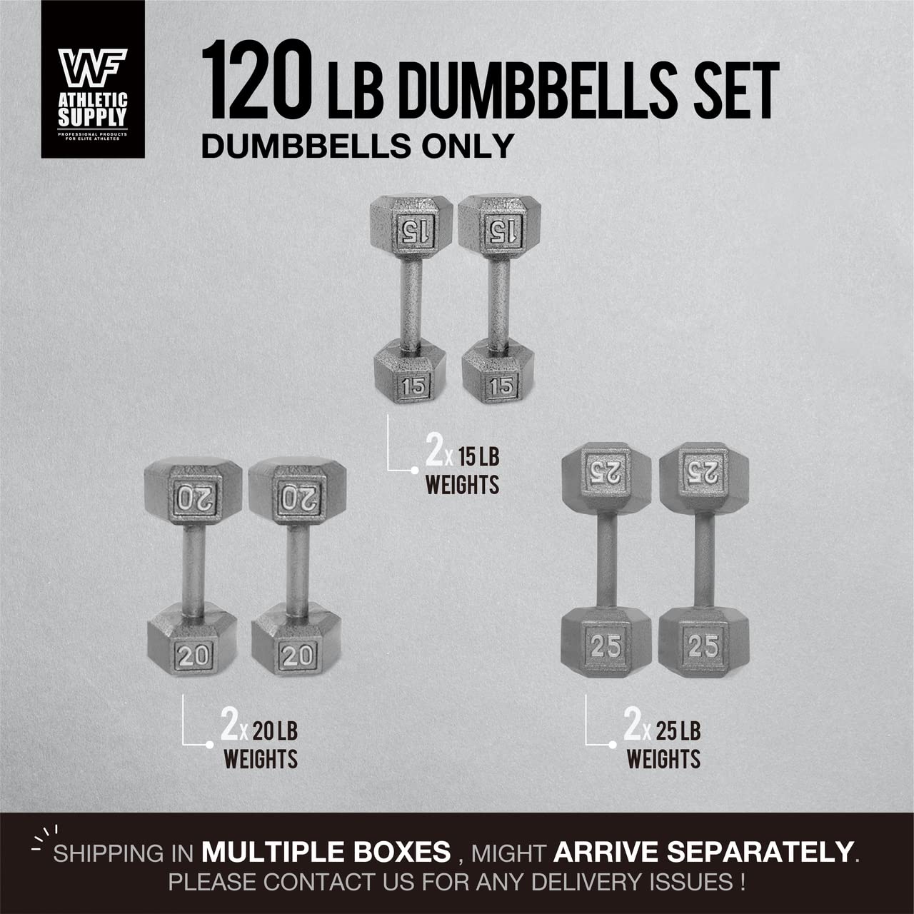 CAPHAUS Cast Iron Solid Hexagon Grey Dumbbell Set - Strength Training Free Weights for Men & Women - Hex Dumbbells with or Without Rack - Perfect for Home Gym, CrossFit, and Weightlifting Workouts