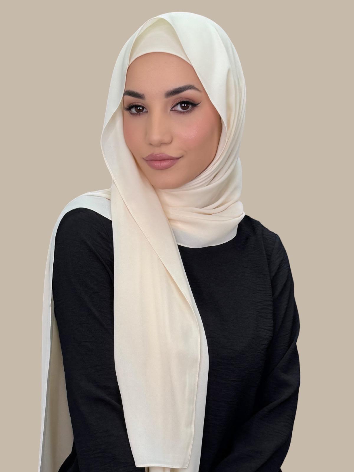Elegant Ivory Lace Chiffon Hijab Set - Perfect for Special Occasions, Weddings & Daily Wear