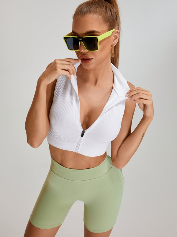 ZASUWA Women's Ribbed Tank Top with Zipper - Stylish Casual & Layering Essential for Everyday Wear