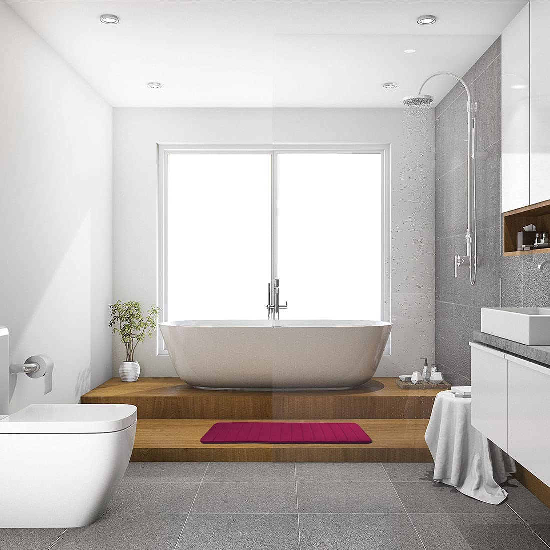 Premium Memory Foam Bath Mat - Super Absorbent Non-Slip Kitchen Rug, Soft Comfortable Floor Mat for Bathroom & Kitchen, 16