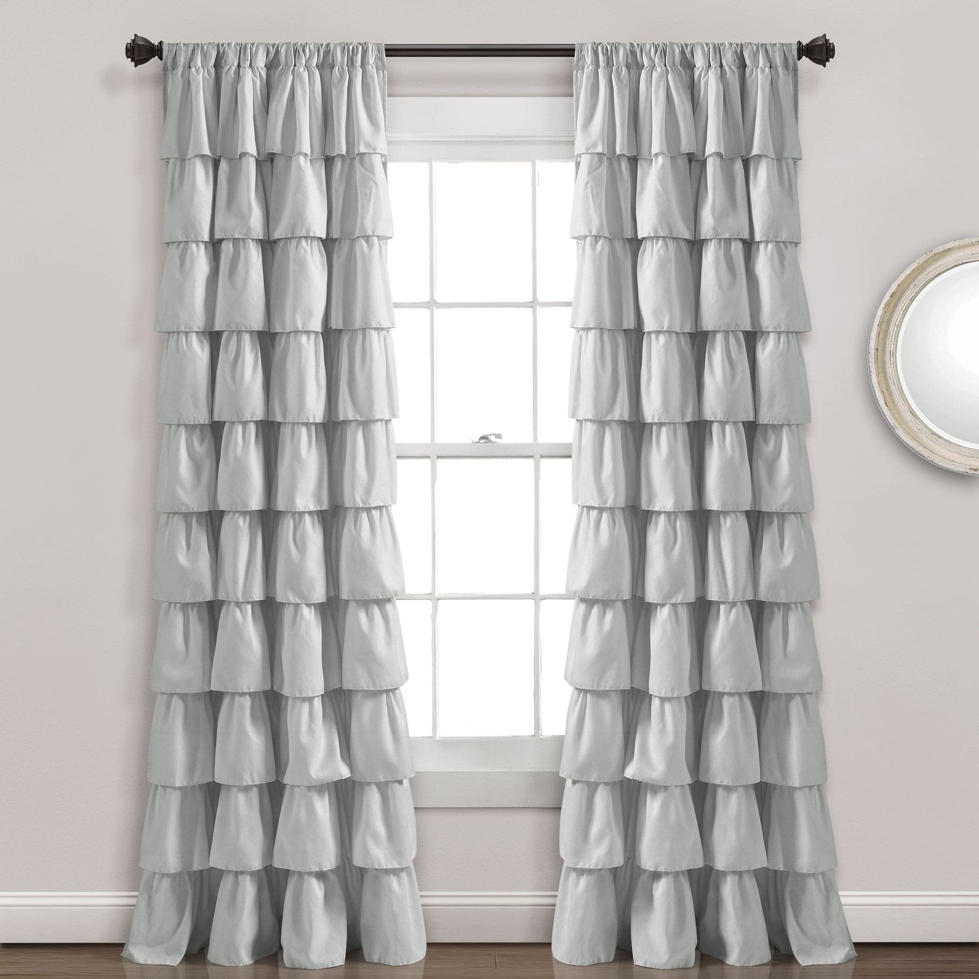 Elegant Ruffle Window Curtain Panel - Blackout Sheer Drapes for Bedroom & Living Room - Soft Textured Home Decor with Ruffled Trim (Set of 2 Panels) - Perfect for Nursery, French Country or Boho Style Windows