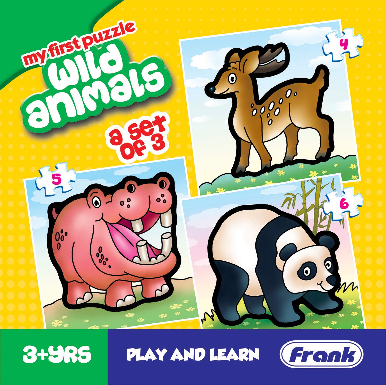 Frank Wild Animals - 3-Piece Jigsaw Puzzle Set for Kids Ages 3+ | Fun & Educational Brain Game for Focus & Memory Development | Perfect for Preschool Learning, Birthday Gifts & Family Game Night