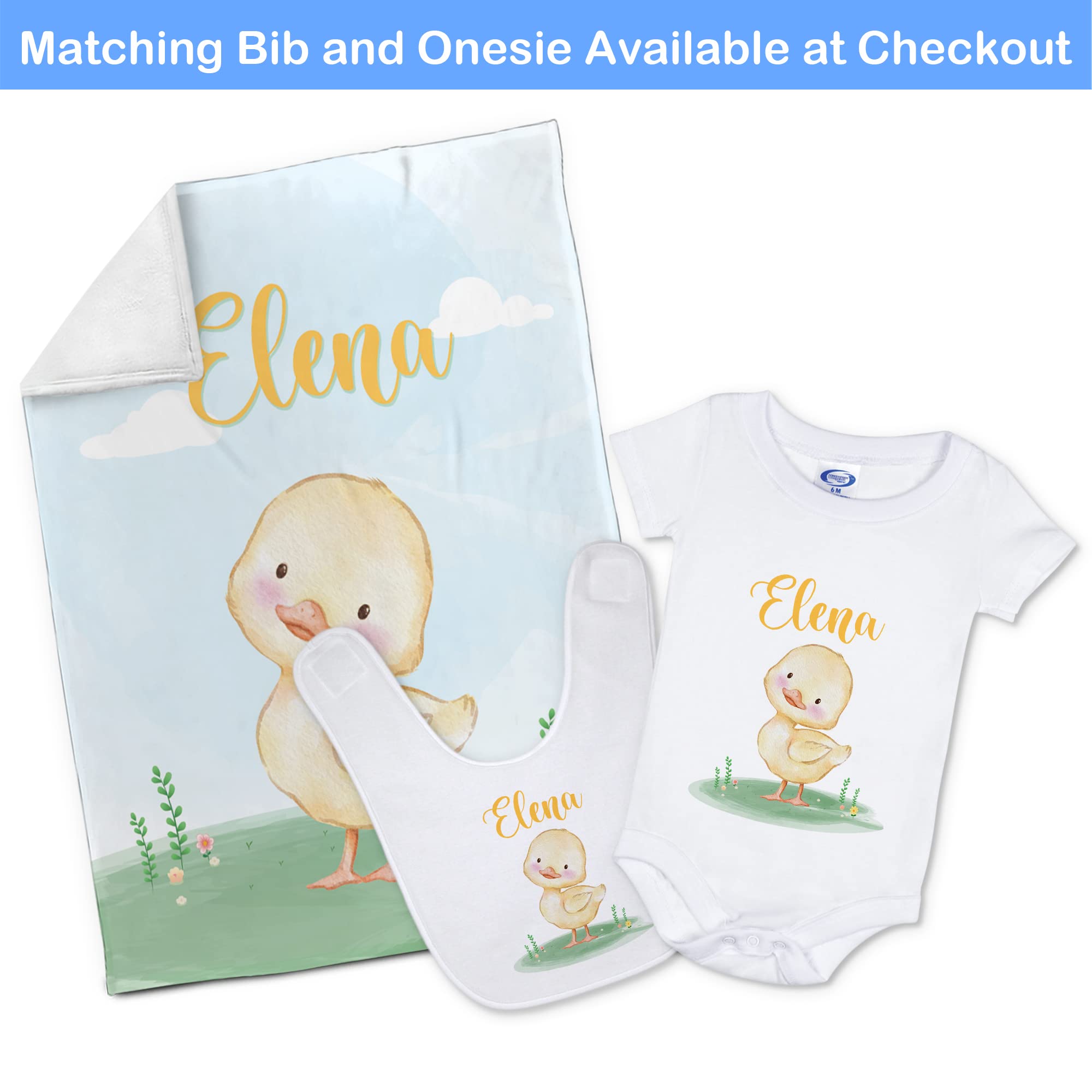 Personalized Baby Blankets with Name - Custom Embroidered Duck Fleece Blanket for Girls & Boys, 30