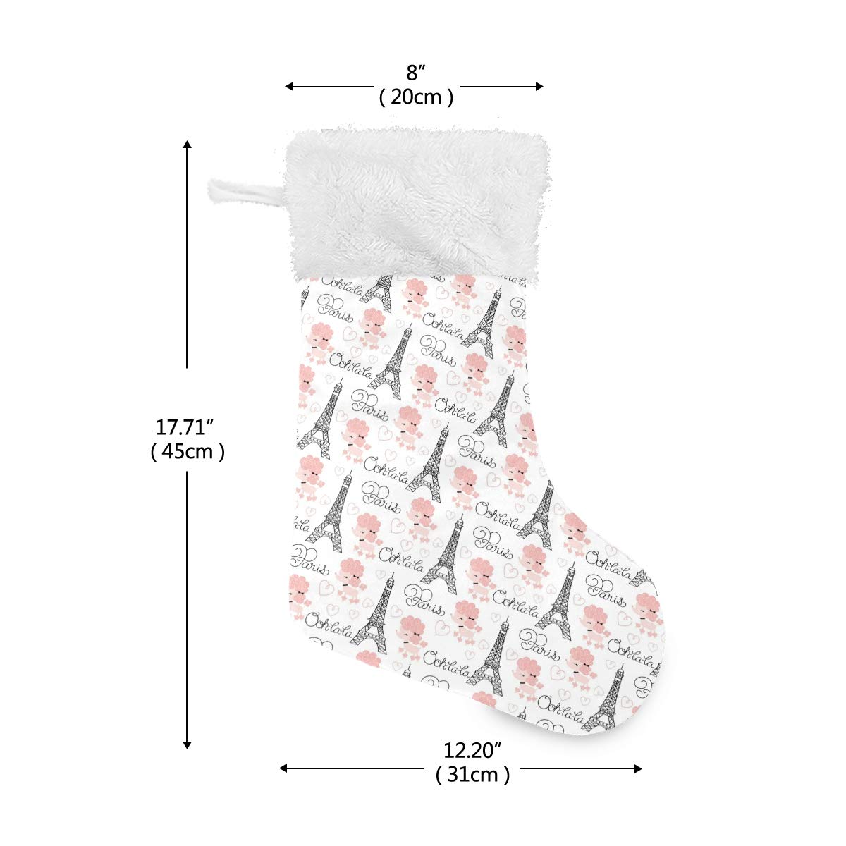 Blueangle Paris Eiffel Tower Christmas Stockings - 2 Pack Festive Holiday Decor for Home, Family Gifts | Perfect for Fireplace Mantel, Xmas Tree Decorations & Cozy Winter Celebrations