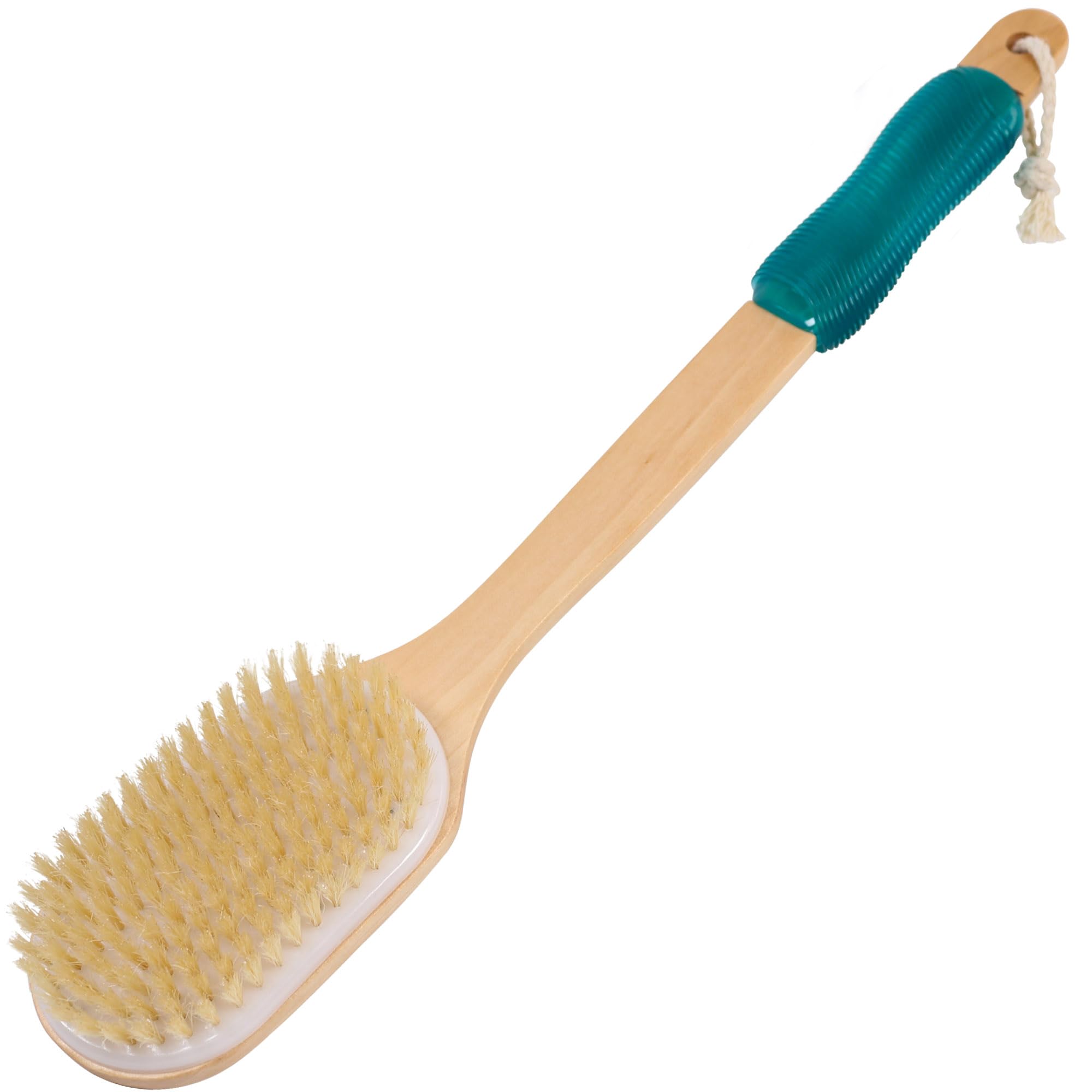 OWIIZI Boar Bristle Back Scrubber Brush - Long Handle Wooden Shower Brush for Deep Cleansing, Exfoliating Wet/Dry Skin - Anti-Slip Design for Back, Shoulders & Hard-to-Reach Areas - Perfect for Spa, Bath & Relaxation
