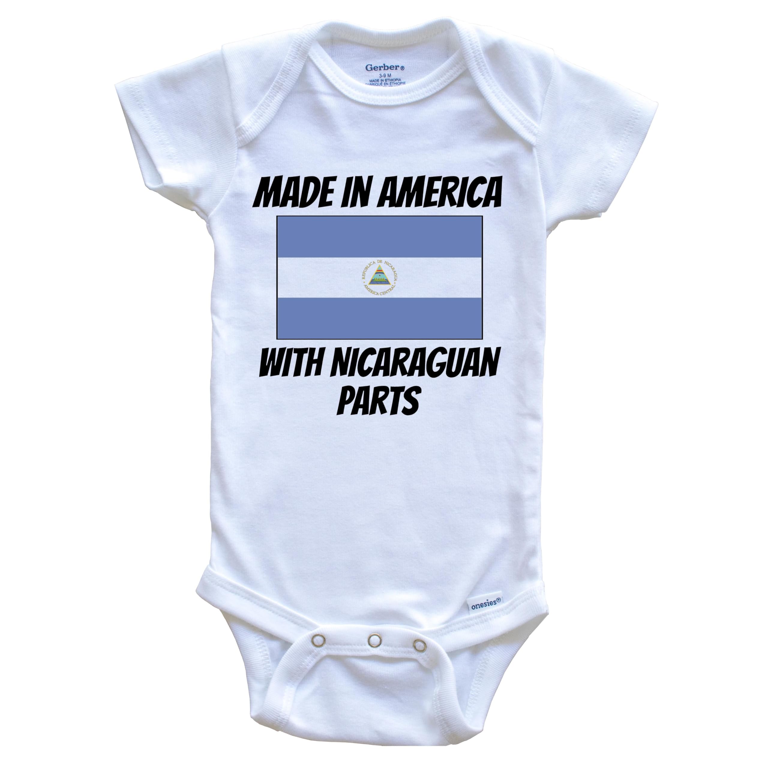 Nicaragua Flag Funny One-Piece Baby Bodysuit - Made in USA with Nicaraguan Materials | Perfect for Cultural Celebrations & Patriotic Events