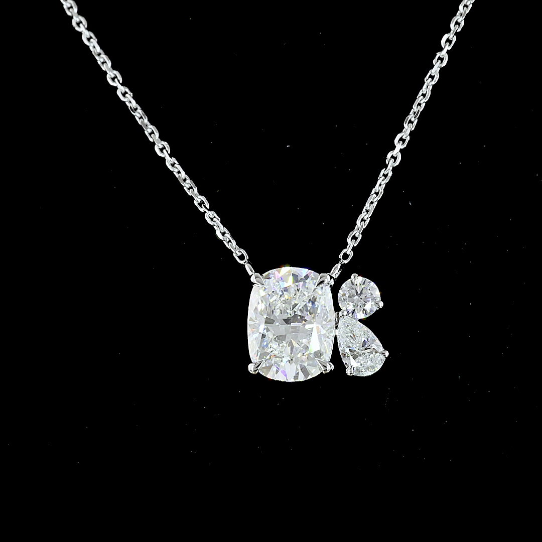 2.12 Carat Lab Grown MIX G VS1 Diamond Pendant in 14K White Gold - Elegant Necklace for Weddings, Anniversaries & Special Occasions