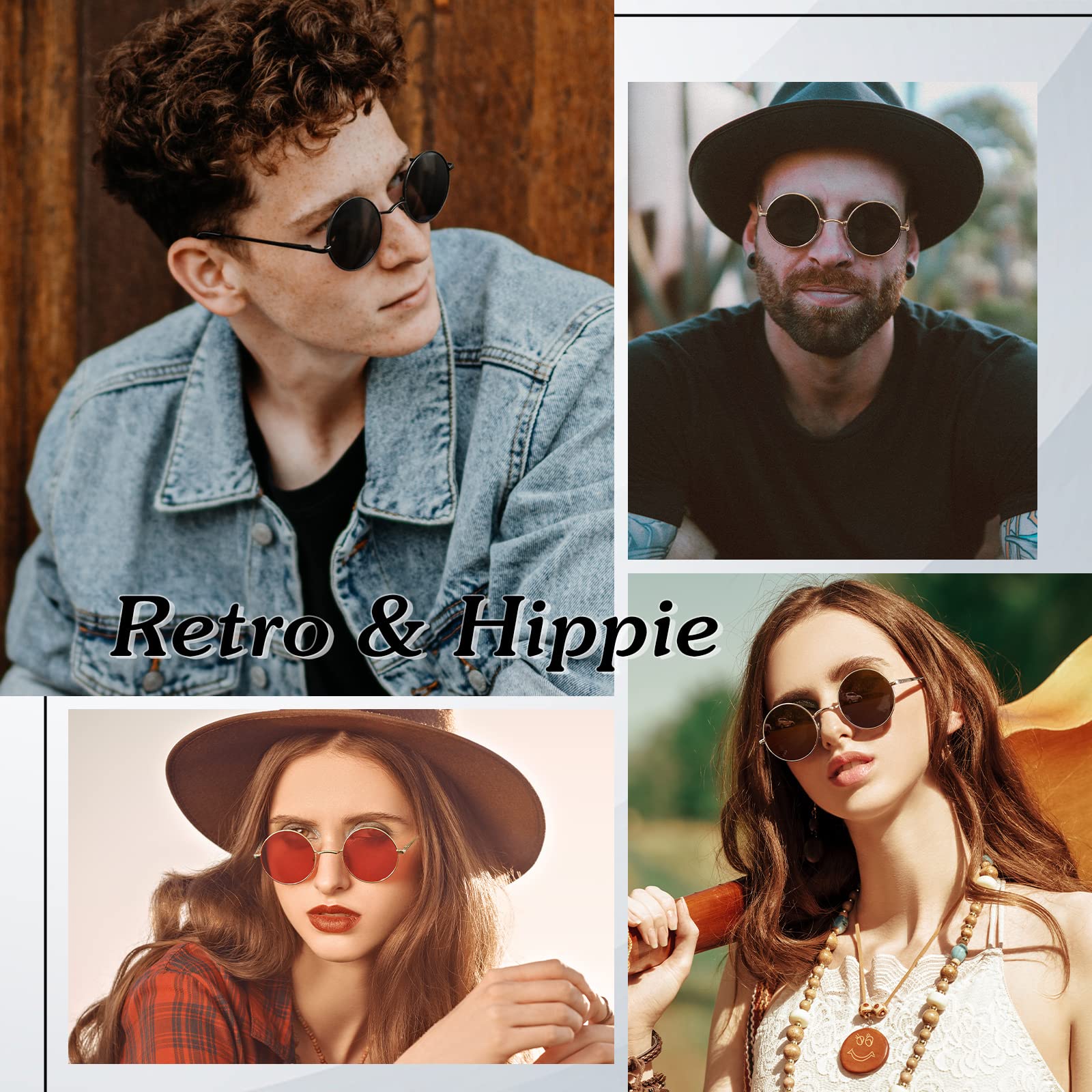 Round Polarized Sunglasses for Men & Women - Retro Metal Hippie Shades with 100% UV Protection - Perfect for Driving, Beach, and Outdoor Activities
