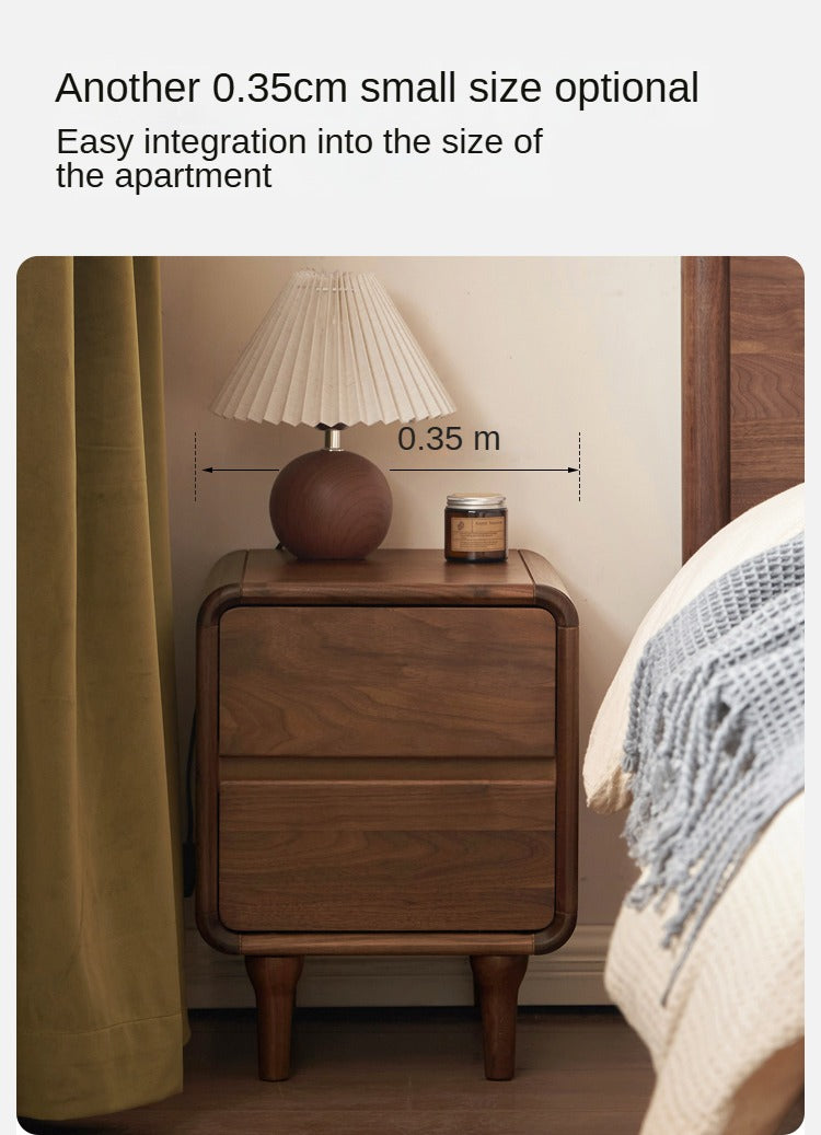 Black Walnut Solid Wood Minimalist Nightstand - Modern Bedside Table with Drawer for Bedroom, Living Room & Office - Durable & Stylish Storage Solution
