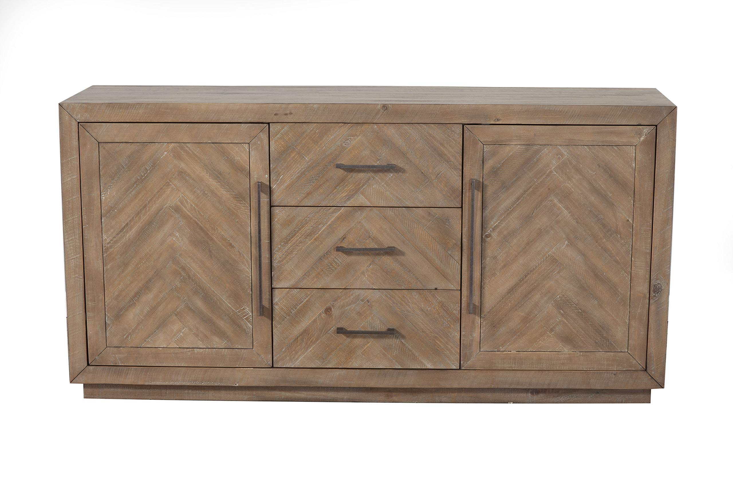 Alpine Furniture Aiden Sideboard - Natural Wood Buffet Cabinet for Dining Room, Living Room & Entryway Storage | Modern Farmhouse Style Sideboard with Adjustable Shelves