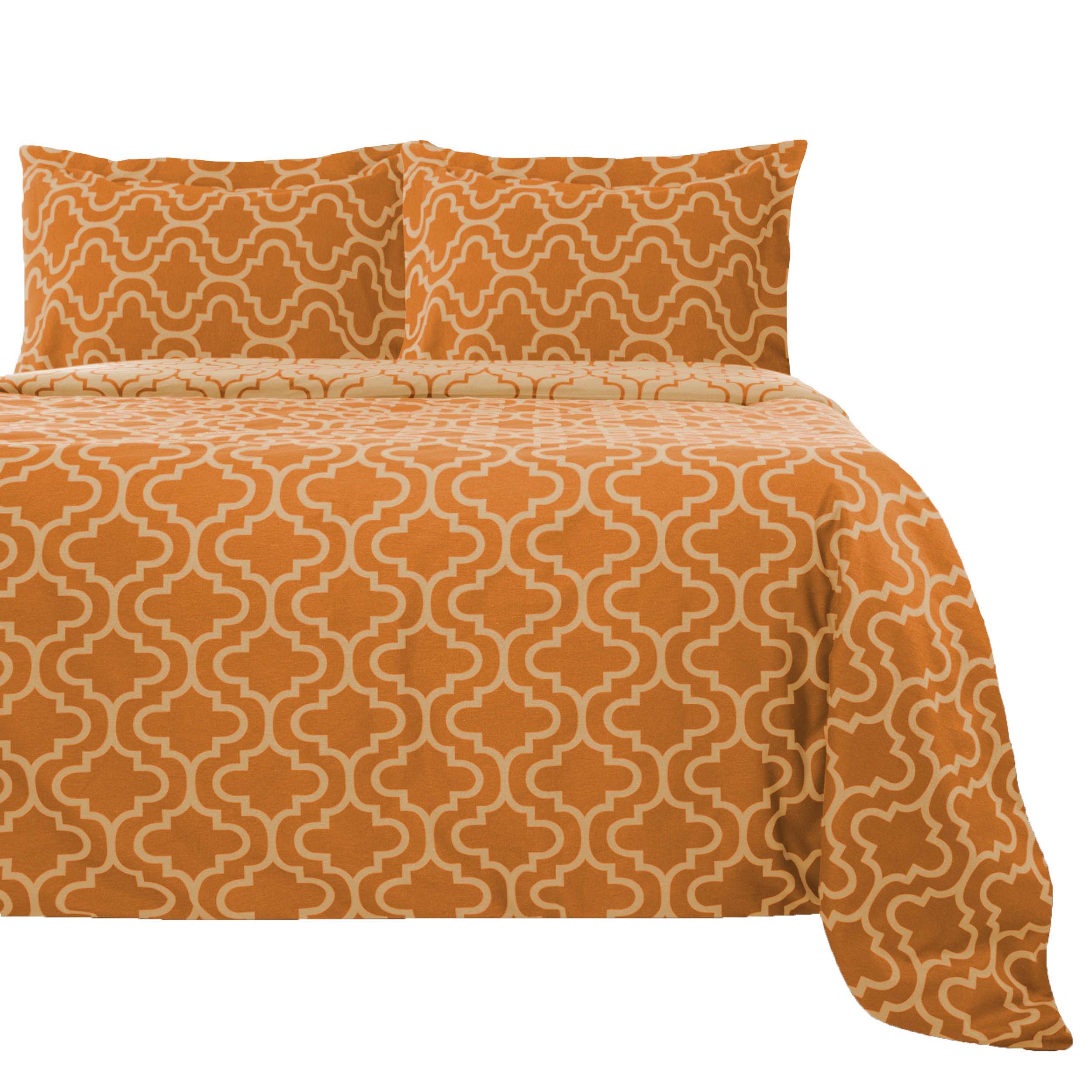 Premium Cotton Flannel Trellis Duvet Cover Set - Soft & Cozy Queen/King Size Bedding - Perfect for Winter Warmth & Farmhouse Bedroom Decor