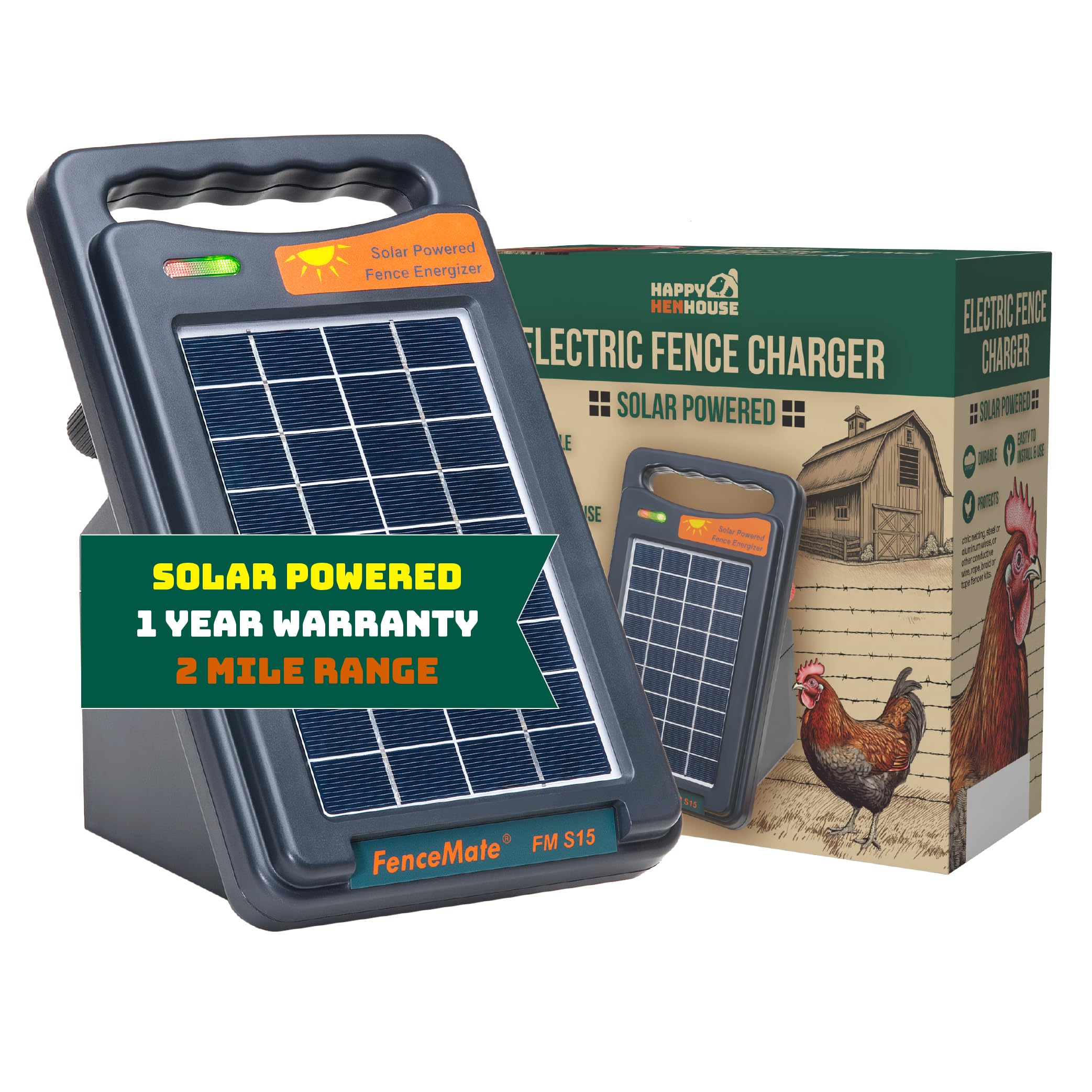 Solar-Powered Electric Fence Charger Energizer with Battery Backup - 12V High Voltage Fence Controller for Poultry, Pets, Livestock & Garden Protection - Works with Electric Fence Wire & Netting - Ideal for Farms, Ranches & Backyard Security
