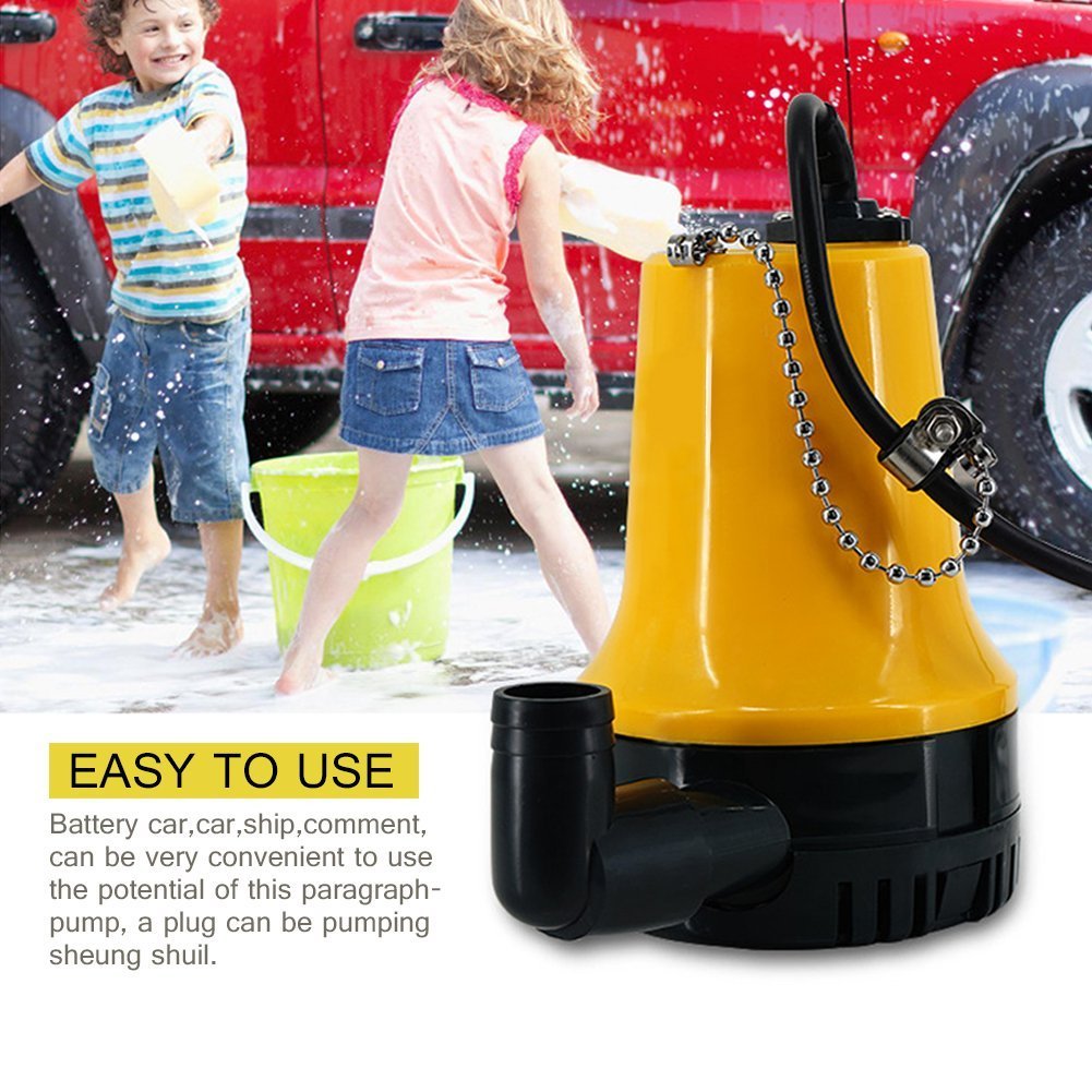 12V DC Submersible Water Pump, Portable Dirty Water Drain Pump for Home, Pond, Boat, Pool, Garden Irrigation - Ideal for Aquariums, Flooded Basements & Outdoor Water Transfer