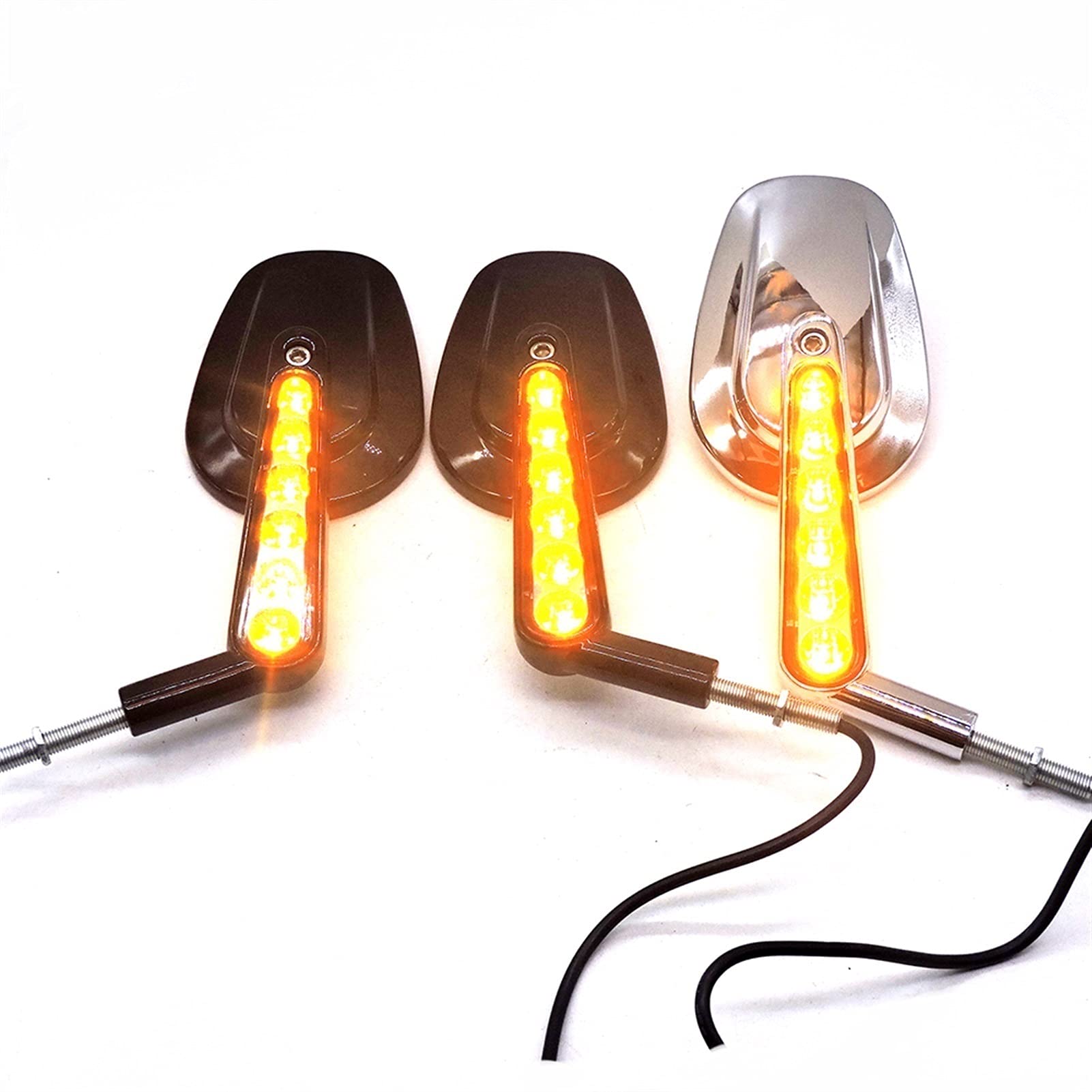 Harley V-Rod VRSCF 2009-2017 Motorcycle Mirrors with LED Turn Signals - Black Rear View Mirrors for Enhanced Safety & Style - Perfect for Night Riding & Urban Commuting