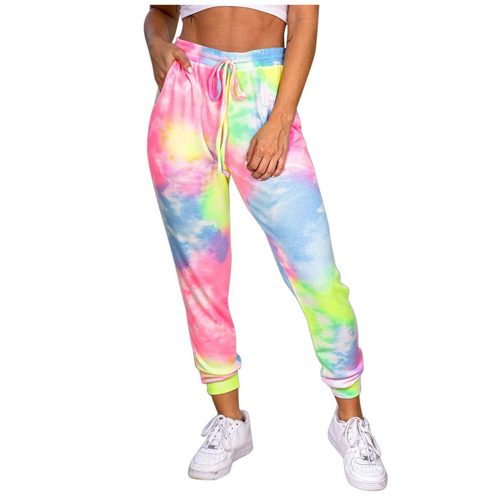 Women's High Waist Tie-Dye Jogger Pants with Pockets - Soft Lounge Sweatpants for Yoga, Running & Casual Wear | Drawstring Comfortable Workout Pants