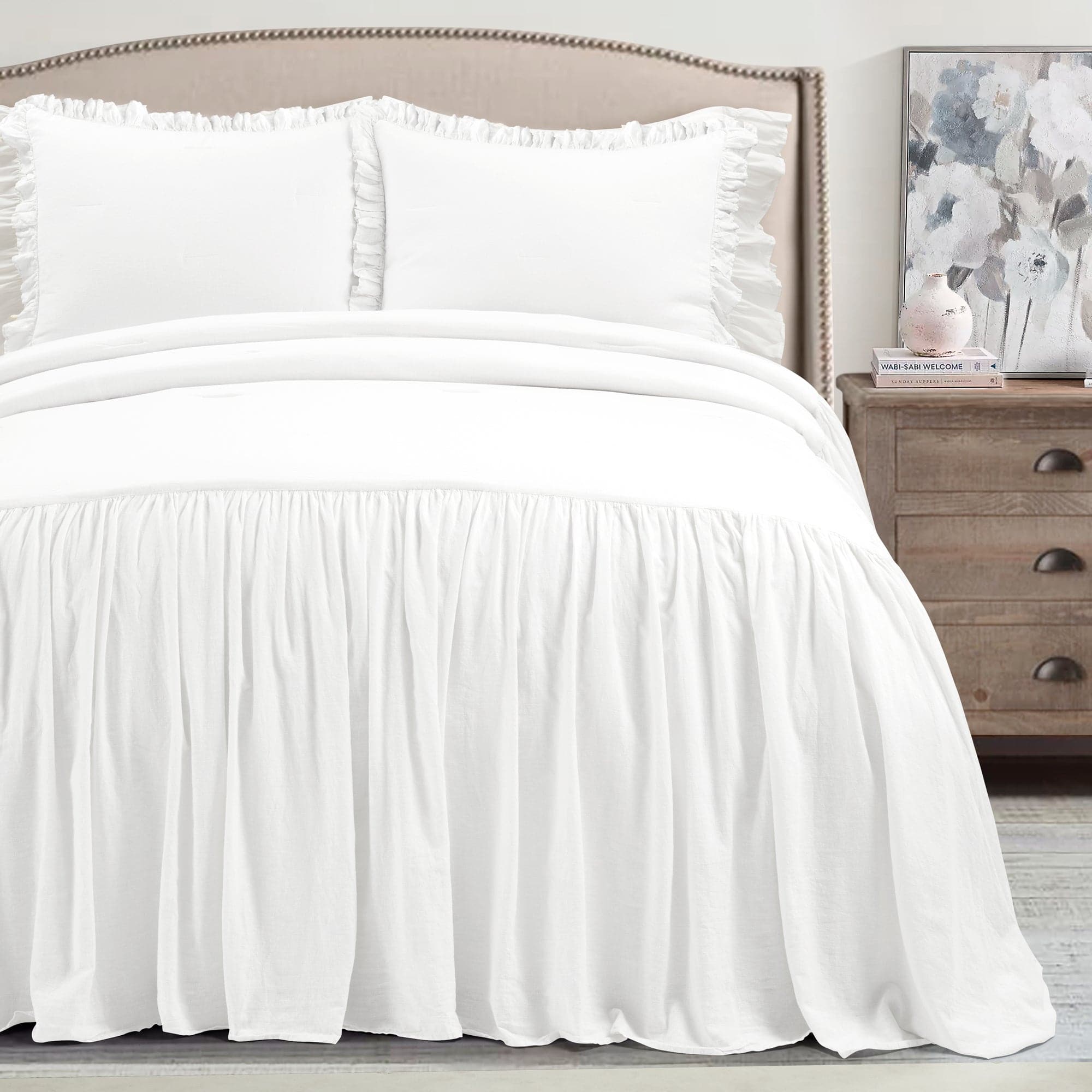 Premium Belgian Flax Linen & Cotton Blend Bedspread Set - 3 Piece Queen Size Luxury Bedding for Master Bedroom & Guest Room Decor