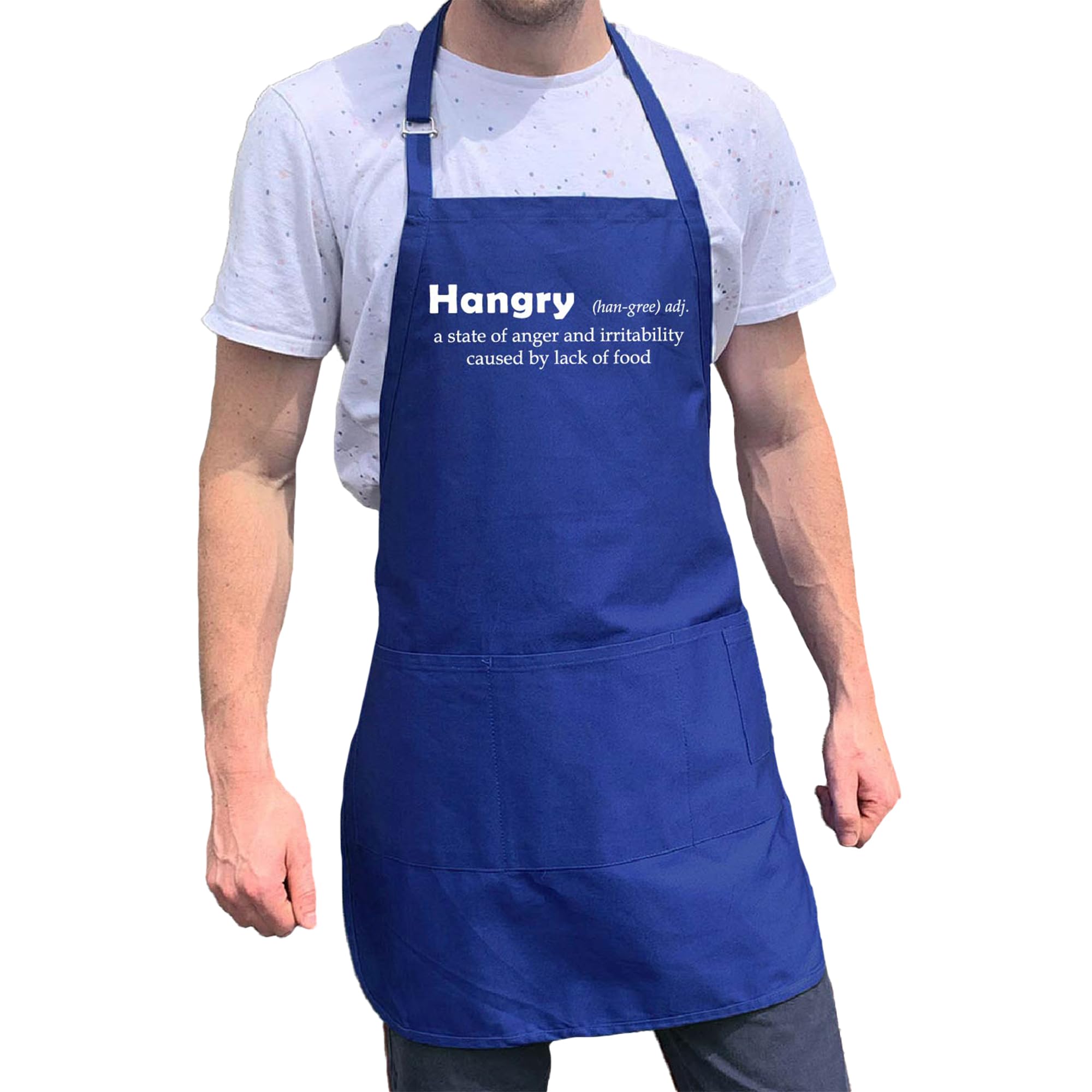 Hangry Definition BBQ Grill Apron - Adjustable One Size Fits All for Cooking, Grilling & Outdoor Parties