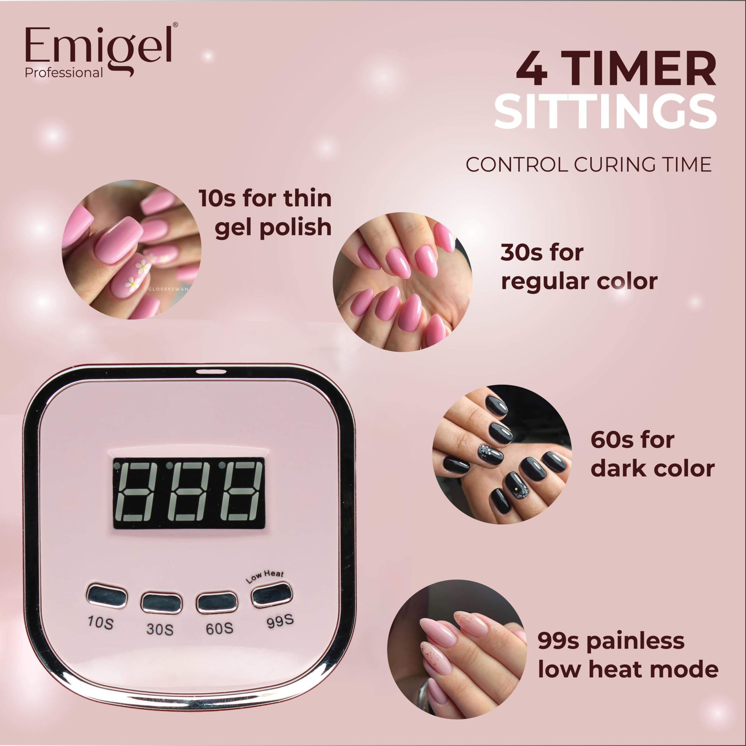 Professional 150W UV Nail Lamp - Emigel Gel Polish Dryer & Curing Light with Timer | Salon-Quality Manicure Equipment for Gel Nails, Acrylics & Dip Powder | Perfect for Home Nail Art & Professional Salon Use