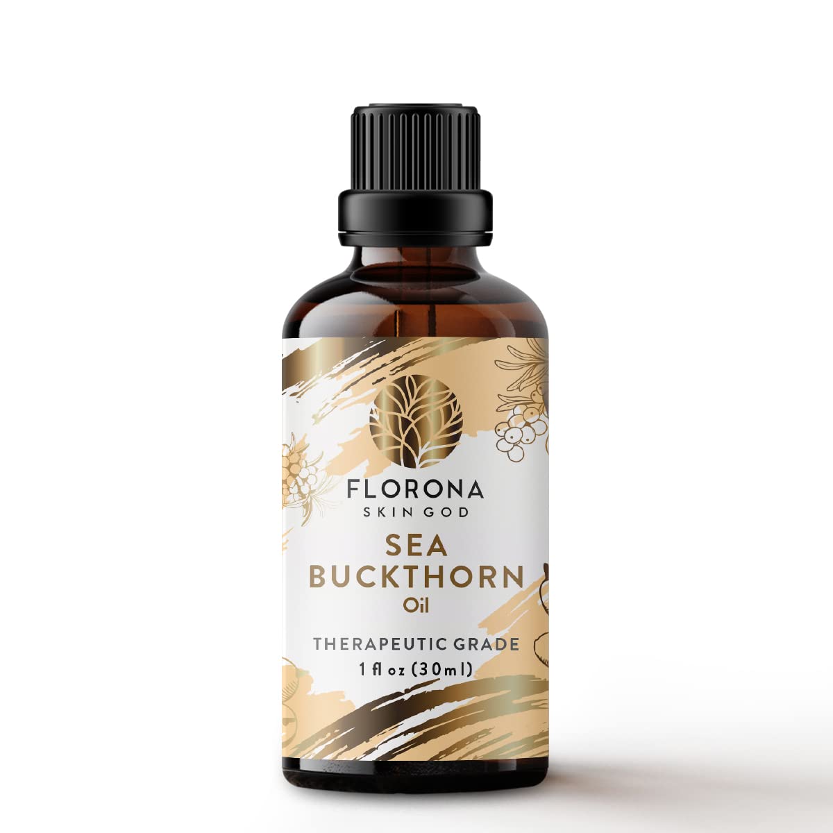 100% Pure & Natural FLORONA Sea Buckthorn Berry Seed Oil - 1 fl oz for Hair Growth, Skin Care & Aromatherapy | Organic Face Moisturizer, Scalp Treatment & Massage Oil for Dry Skin & Damaged Hair