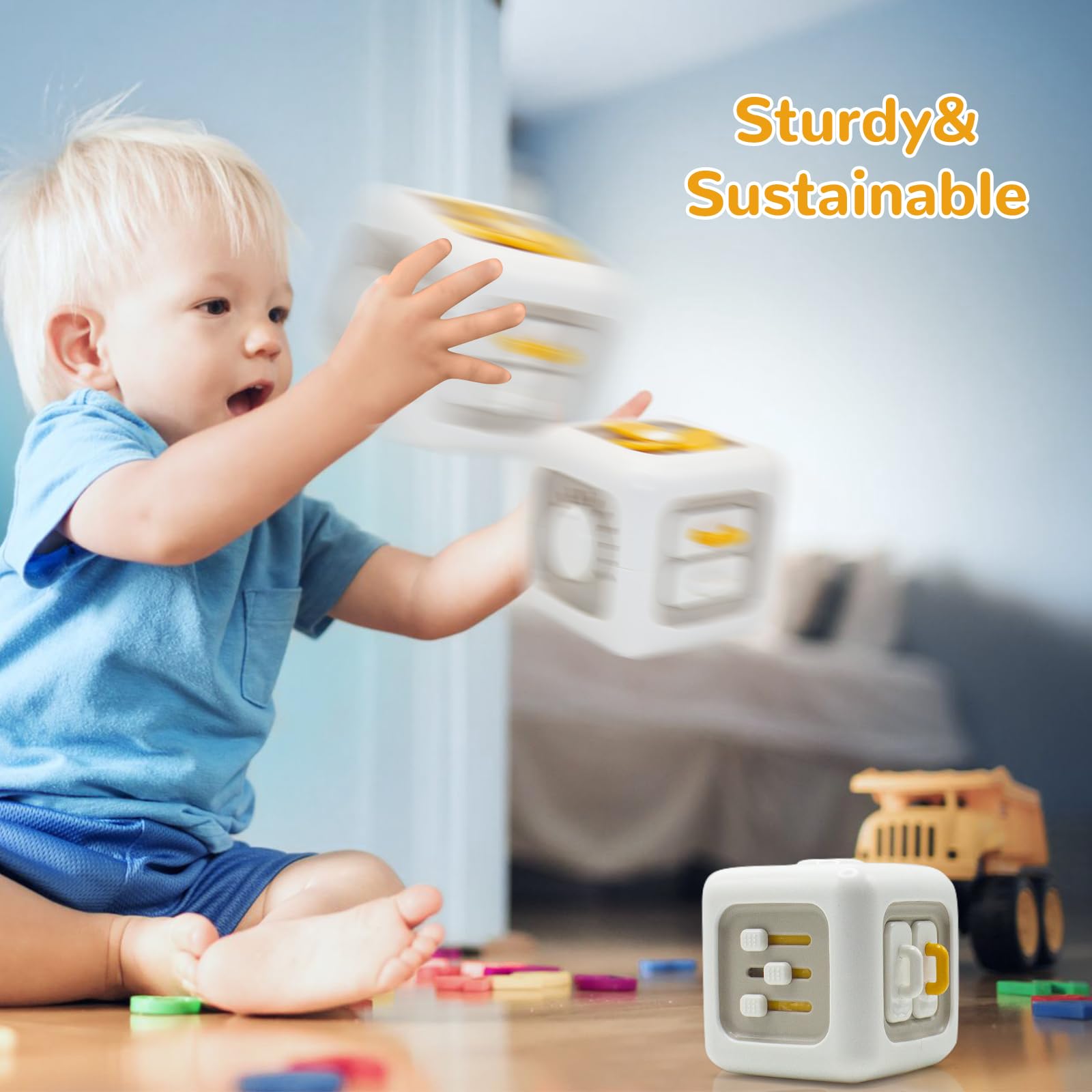 Montessori Busy Cube Sensory Toys for Toddlers 1-3 Years Old - Fine Motor Skills Learning Toys, First Birthday Gift for Boys & Girls 12+ Months - Perfect for Travel, Airplane & Car Rides, Home Play & Early Childhood Development