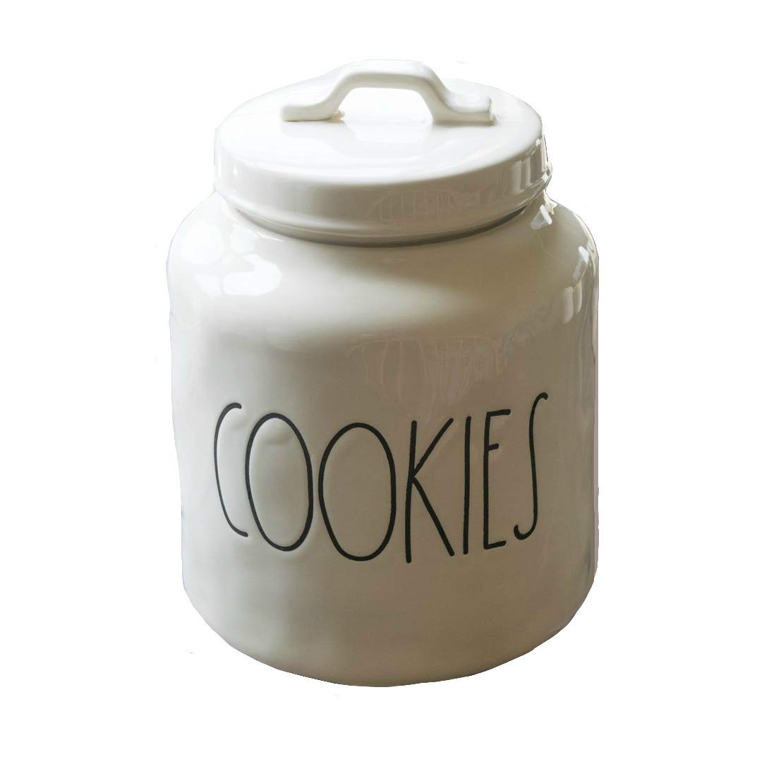 Rae Dunn Artisan Collection Ceramic Cookies Jar with Airtight Lid - Perfect for Kitchen Storage, Baking Supplies & Home Decor (White) - Ideal for Cookies, Flour, Sugar & Dry Food Storage