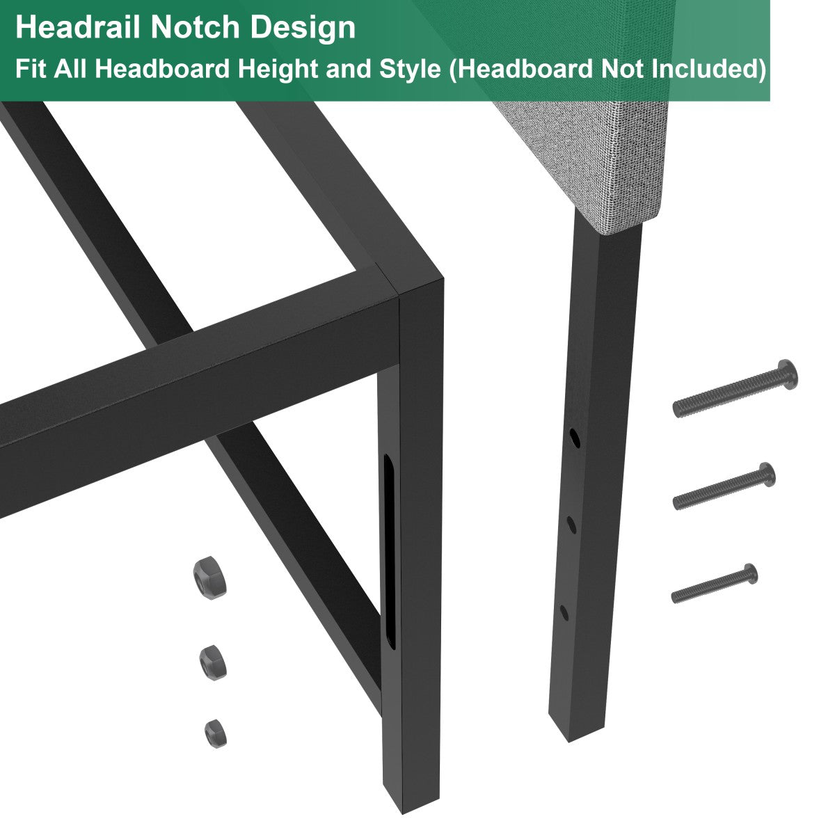 Full Size Bed Frame in Black - Sturdy Metal Platform with Noise-Free Support for Bedrooms, Guest Rooms & Dormitories