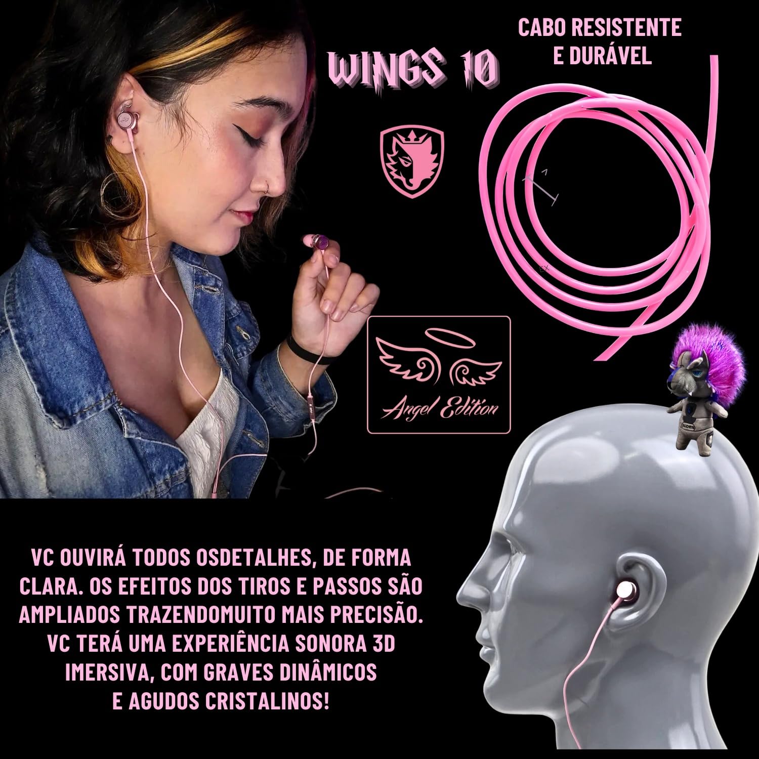 SADES Wings 10 SA-610 Gaming Headset with Microphone - Pink Wireless Over-Ear Headphones for PC, PS4, PS5, Xbox - Noise Cancelling for Streaming, Online Classes & Work from Home