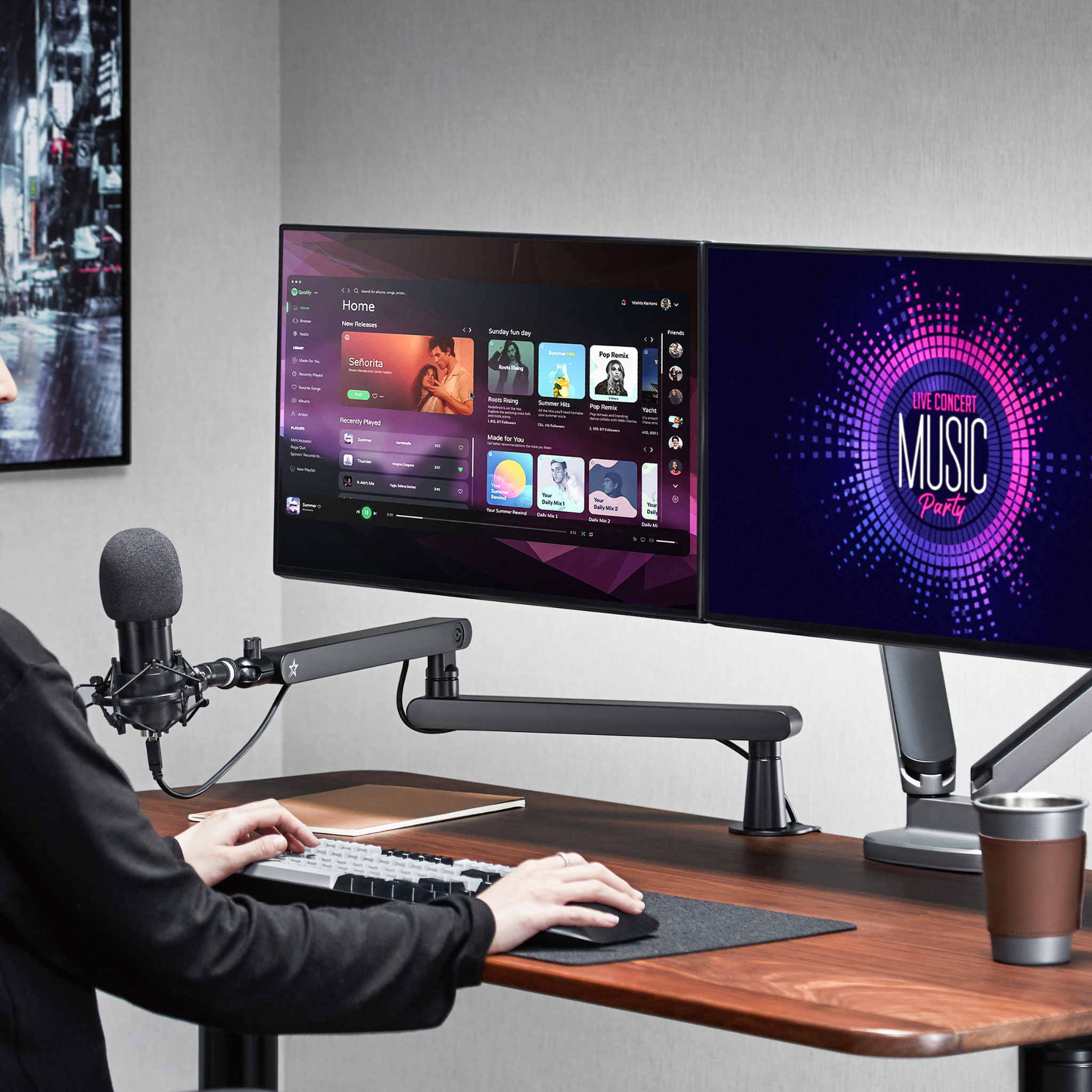 Glide Low Profile Microphone Arm - Adjustable Studio Boom Stand for Podcasting, Streaming & Voice Recording | Perfect for Home Studios & Content Creators