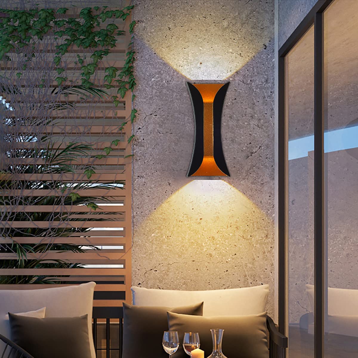 CRZJ Up and Down Outdoor Wall Lights - Waterproof IP65 Aluminum Exterior Lighting for Balcony, Corridor, Courtyard & Garden - 3000K Warm White Patio Wall Lamp (1 Pack) - Perfect for Pathway Illumination, Landscape Accent & Entryway Lighting