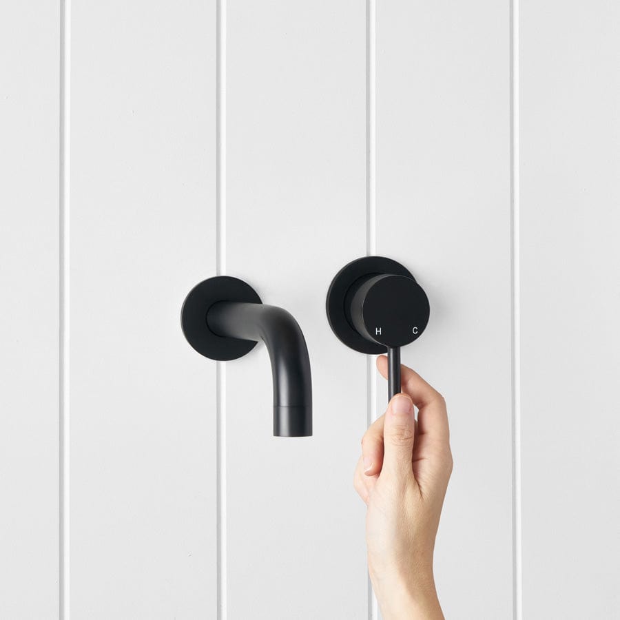 Sydney Wall Spout + Mixer Matte Black - Modern Bathroom Faucet for Sink, Basin & Vanity - Perfect for Home, Hotel & Commercial Use