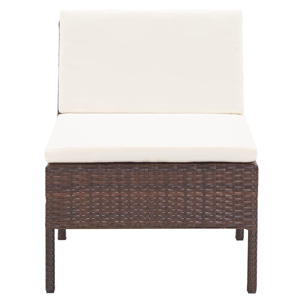 vidaXL 3-Piece Brown Poly Rattan Outdoor Patio Lounge Set with Weather-Resistant PE Material & Comfortable Cushions - Perfect for Garden, Poolside, and Backyard Relaxation