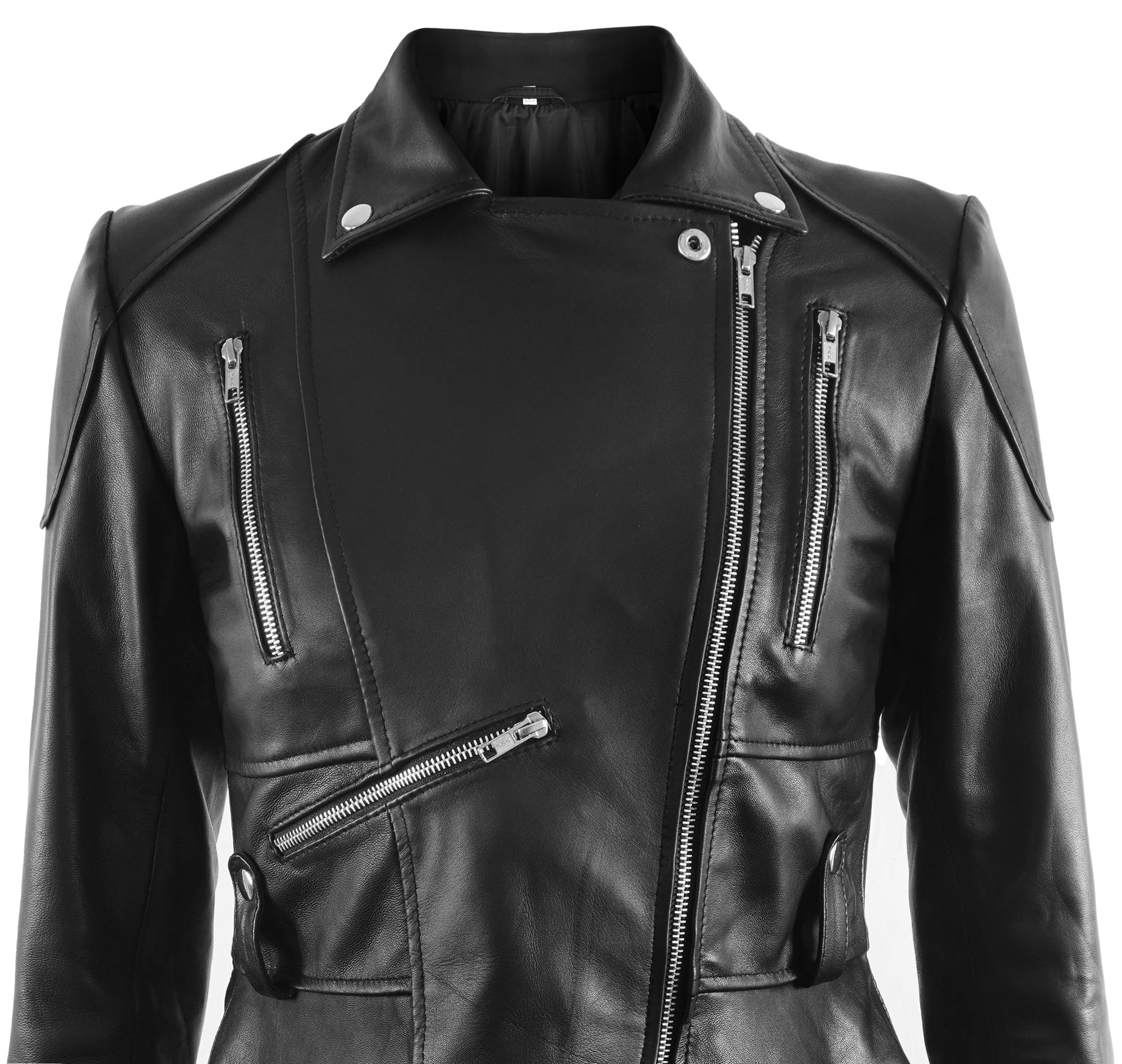Women's Peplum Leather Jacket - Genuine Leather Motorcycle Jacket for Women - Stylish & Comfortable for Night Out, Party & Casual Wear
