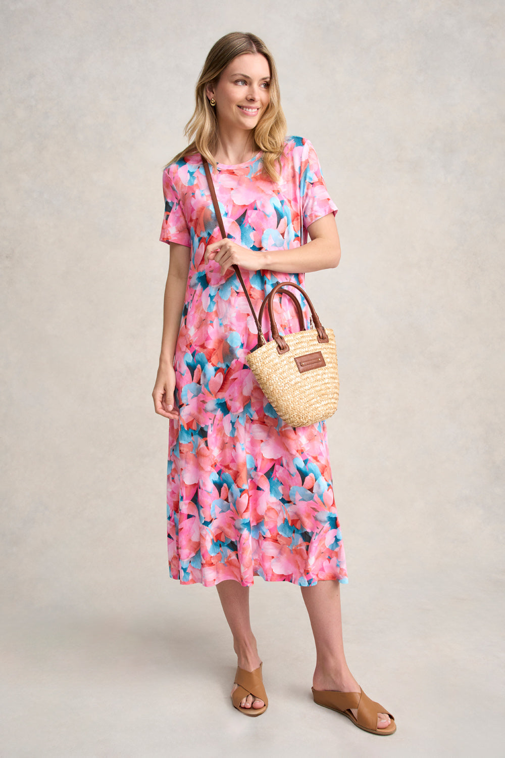 Elegant Trapeze Jersey Dress - Floral Summer Dress for Women | Perfect for Beach Vacations, Casual Outings & Summer Parties