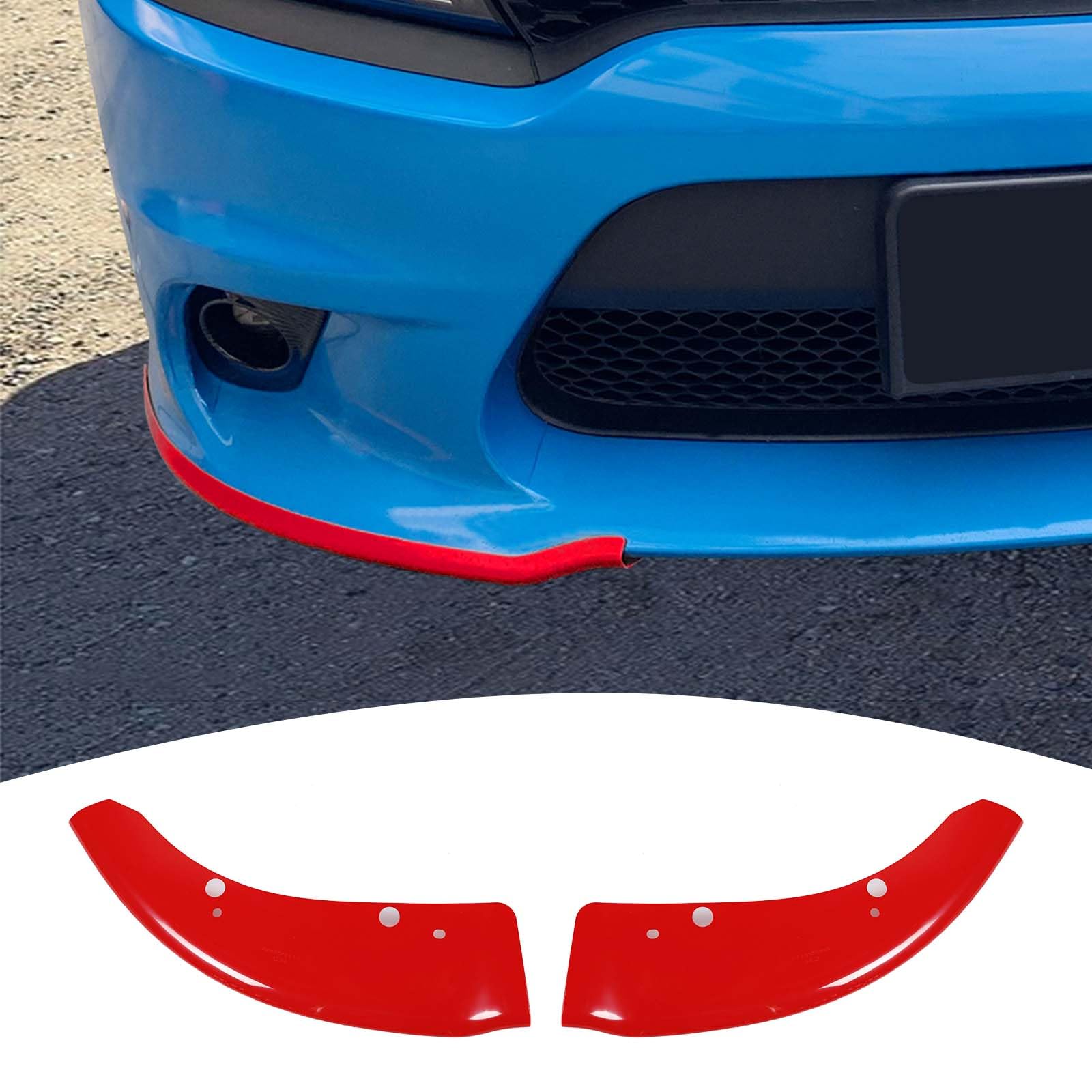 2015-2023 Dodge Charger SRT Hellcat Front Bumper Lip Splitter Protector Cover - Red Exterior Accessories (2-Piece Set) | Enhance Style & Protection for Street Racing & Car Shows