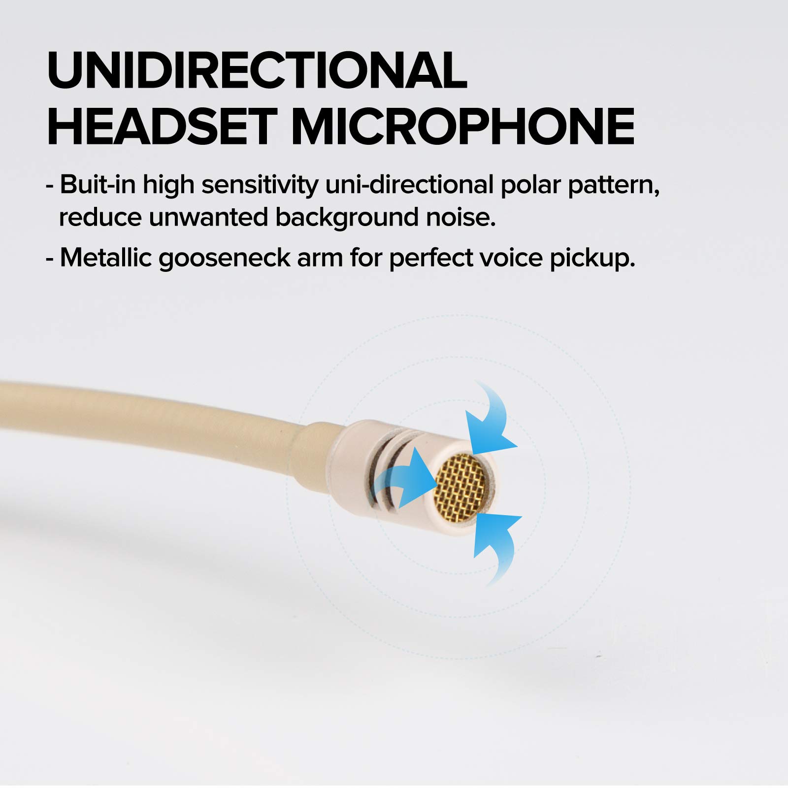 Discreet Dual Ear Hook Headset Microphone with Windscreen & Storage Case - Compatible with AKG Wireless Body Pack Transmitters - Ideal for Lectures, Live Performances, Theater, Podcasting, and Broadcasting
