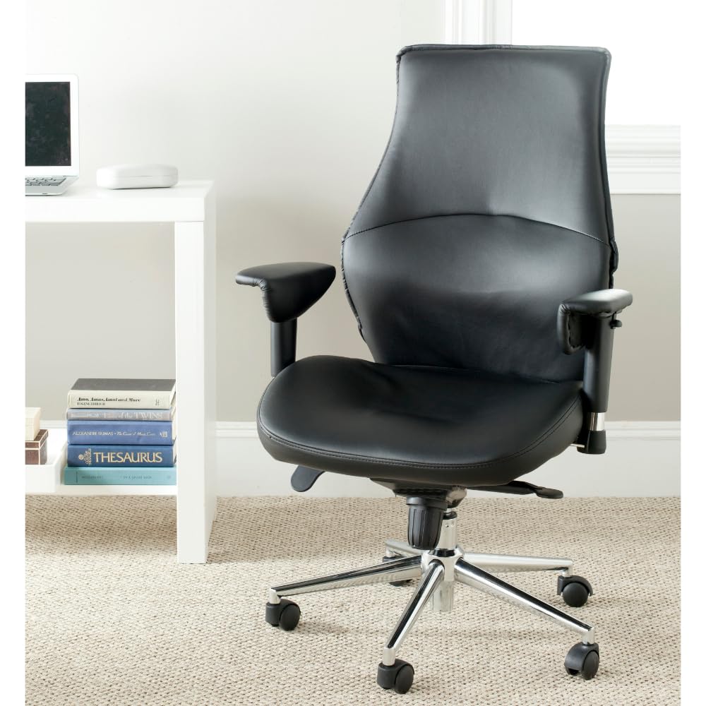 Safavieh Home Collection Irving Black Office Desk Chair - Ergonomic Design for Home Office, Study & Workspace Comfort