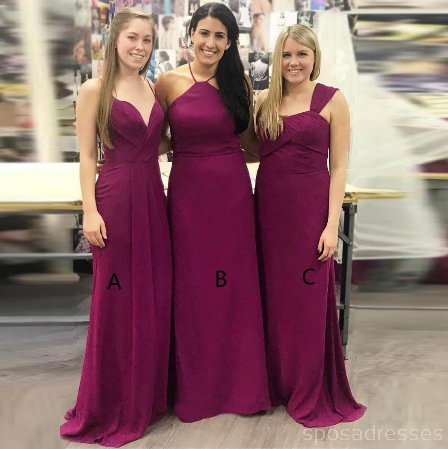 Elegant Mismatched Plum Bridesmaid Dresses - Custom Long Formal Gowns for Weddings & Special Occasions | Style WG231