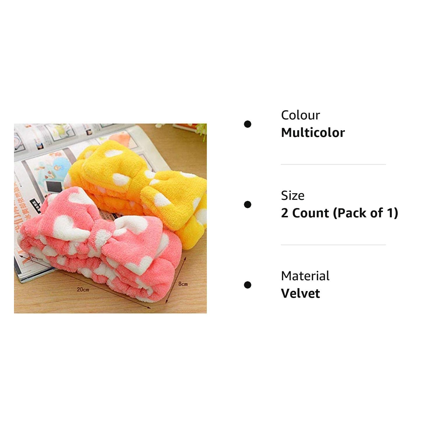 HOUSE HATCH Women's Facial Spa Headband - Soft Velvet Elastic Hair Band with Cute Bow for Makeup, Skincare & Washing Face (Pack of 2, Multicolor) - Perfect for Spa Days, Beauty Routines & At-Home Relaxation