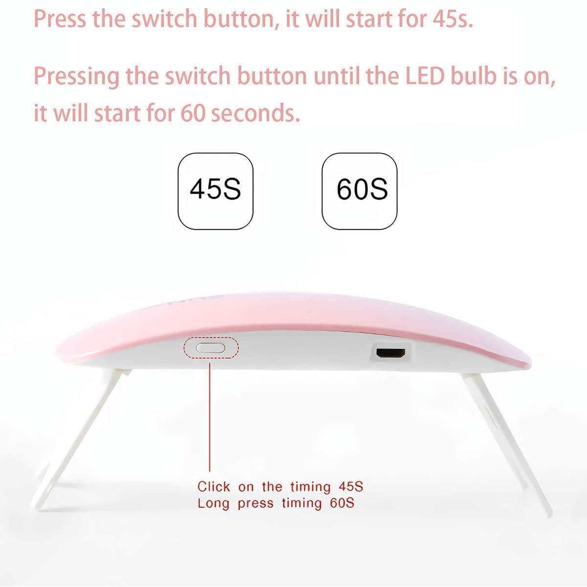 Ritzprime Mini UV LED Nail Lamp - Portable Mouse-Shaped Gel Nail Dryer with USB Cable for All Gel Polish (Pink) | Perfect for Home Manicures, Travel & Salon Use