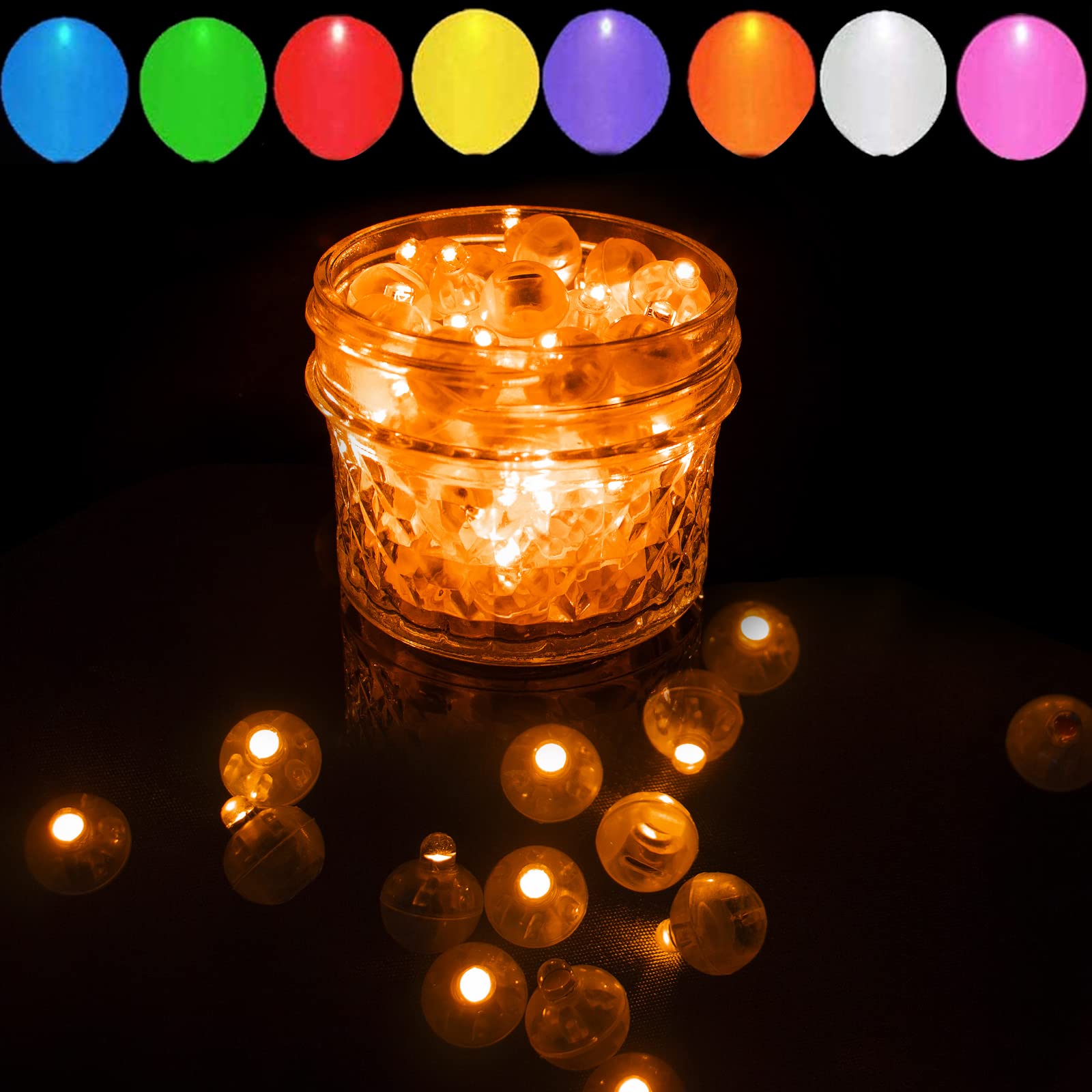 100 Pcs LED Orange Balloon Lights - Tiny Round LED Lamps for Paper Lanterns, Indoor/Outdoor Party Decorations - Perfect for Birthday, Wedding & Event Lighting (Warm White Glow) - Create Magical Atmosphere for Garden Parties, Baby Showers & Holiday Celebrations