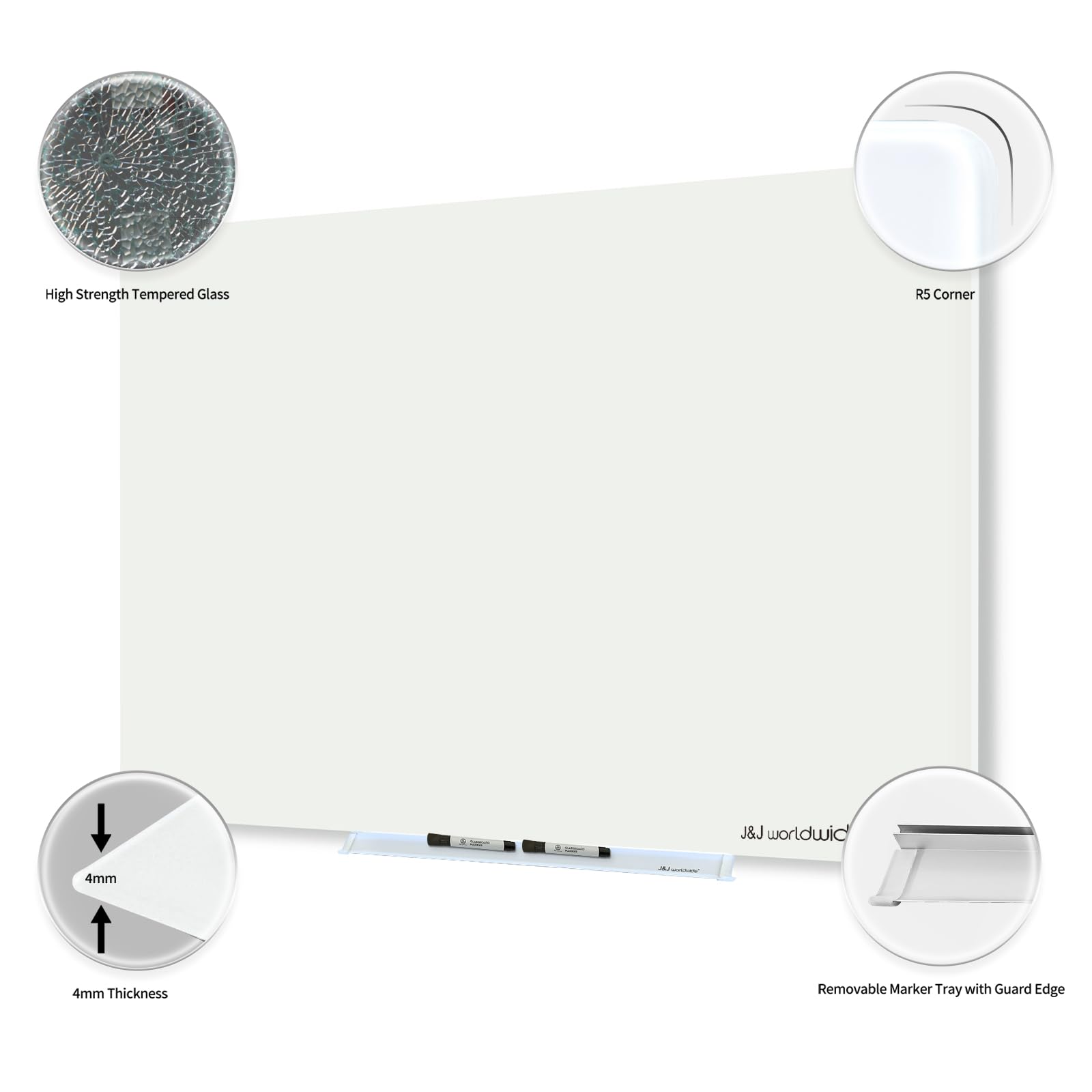 Premium 4' x 3' Magnetic Glass Dry Erase Board - Frameless Whiteboard with Smooth Writing Surface - Includes Magnets, Markers & Eraser - Perfect for Home Office, Classroom & Homeschooling Supplies - Great for Presentations, Brainstorming & Daily Organization