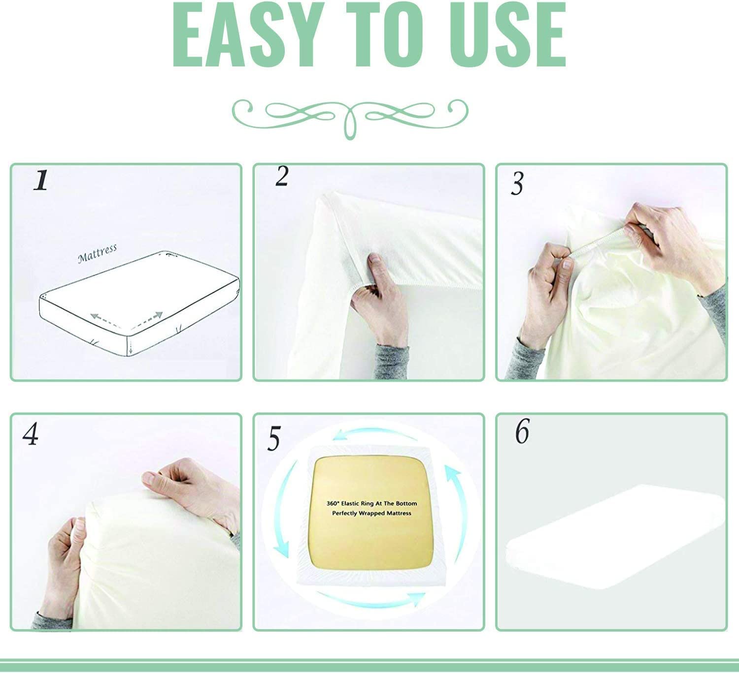 400 TC 100% Cotton Split Queen Fitted Sheet for Adjustable Beds - Half Split Design (34