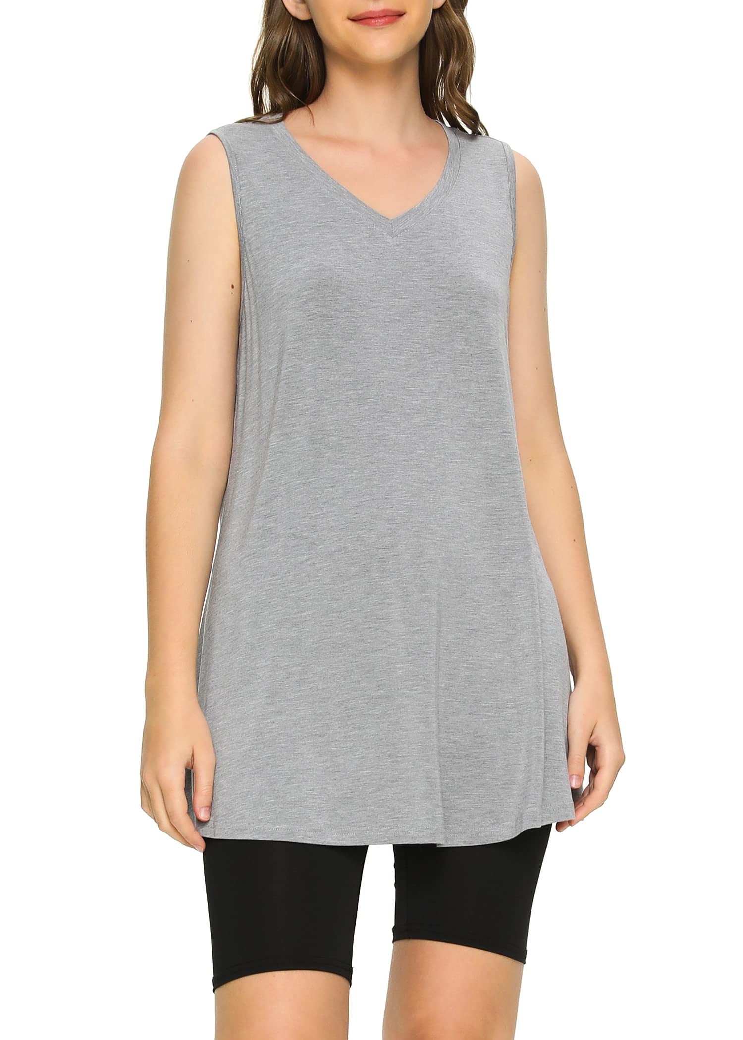 Women's Bamboo Viscose Sleeveless Tunic Top - Soft Flowy Pajama Tank for Sleep & Lounge - Perfect for Yoga, Travel & Summer Comfort