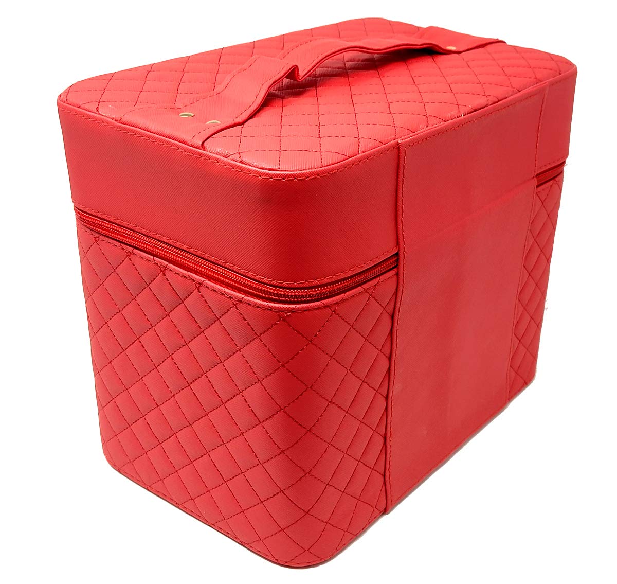 RK Brands Blood Red Bridal Makeup Vanity Box with Multiple Trays - Multipurpose Cosmetic Organizer for Wedding, Travel & Home Beauty Storage