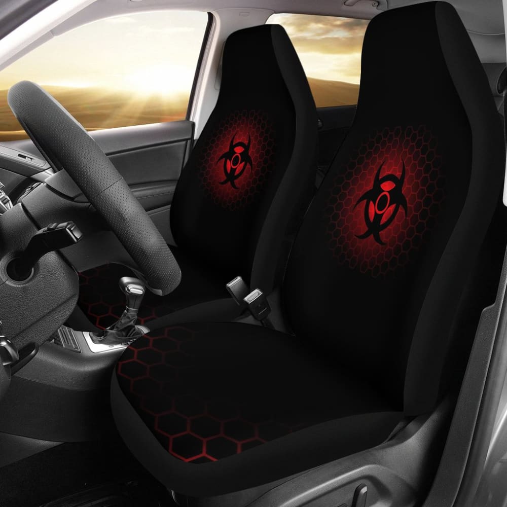 Premium Red Alert Biohazard Car Seat Covers - Waterproof & Durable Protection for Vehicles - Perfect for Emergency Kits, Zombie Apocalypse Prep & Themed Events