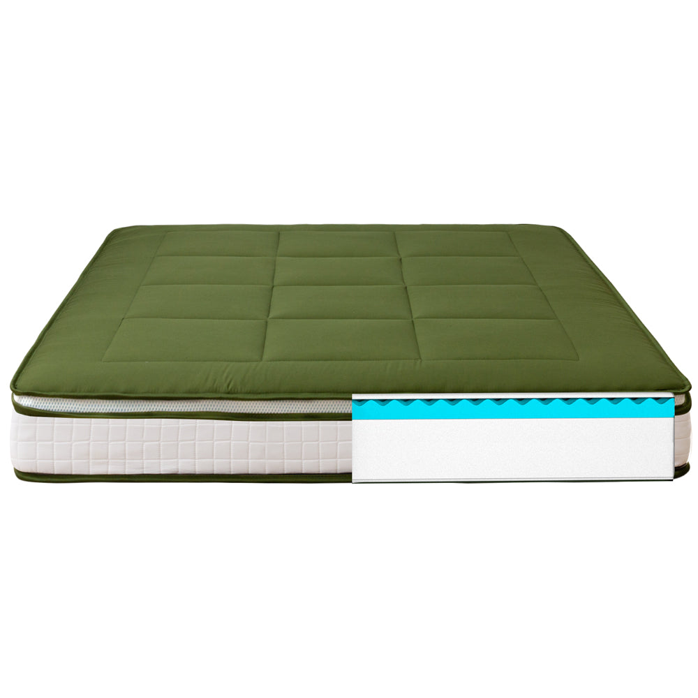 MAXYOYO Padded Japanese Floor Mattress - Green Foldable Roll Up Futon Mattress for Bedroom, Guest Room & Travel | Comfortable Floor Sleeping & Lounging