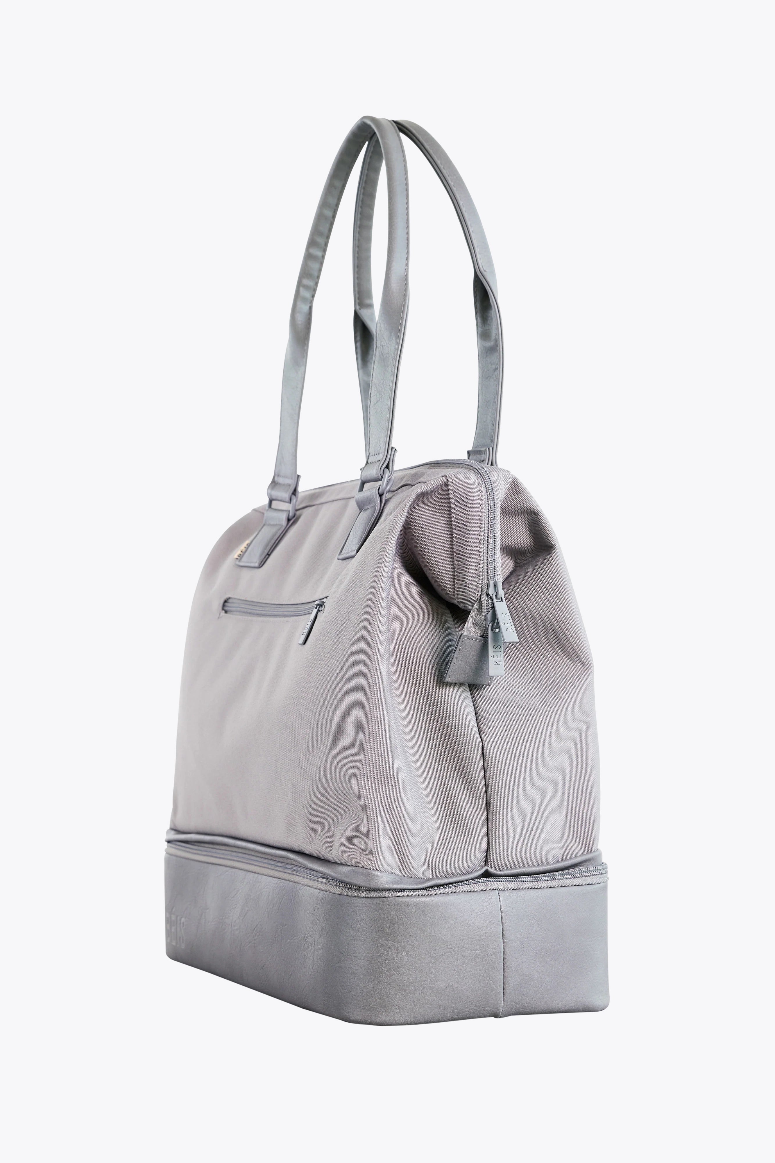 Grey Convertible Mini Weekender Bag - Stylish & Versatile Carry-On for Travel, Gym, or Weekend Getaways